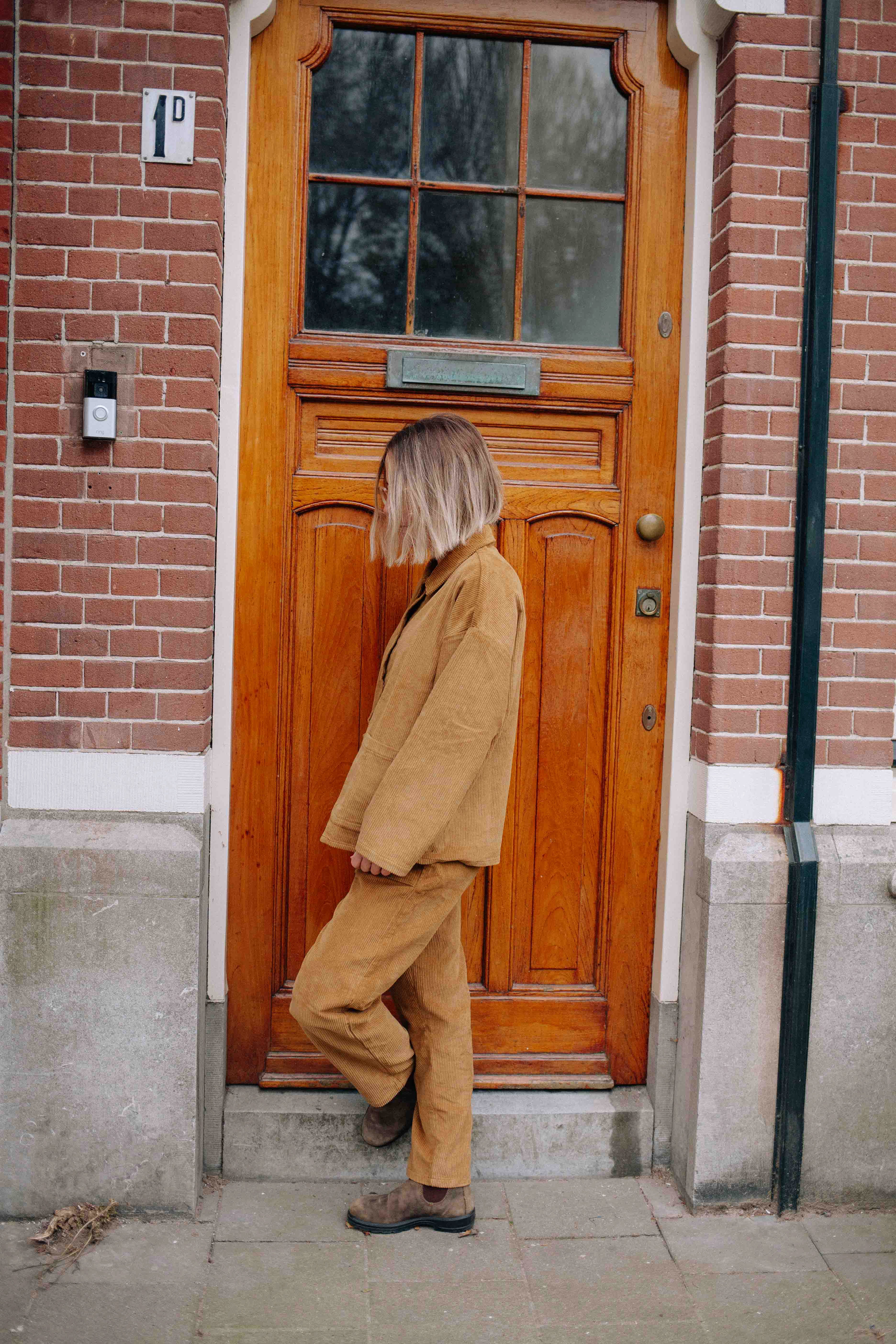 MUSTARD CORDUROY SET WOMAN