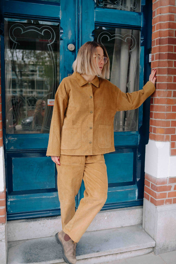 ENSEMBLE CÔTELÉ MOUTARDE FEMME