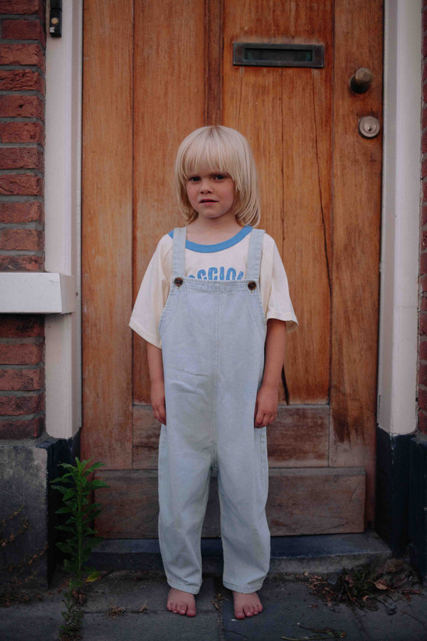 LIGHT WASH DENIM OVERALL