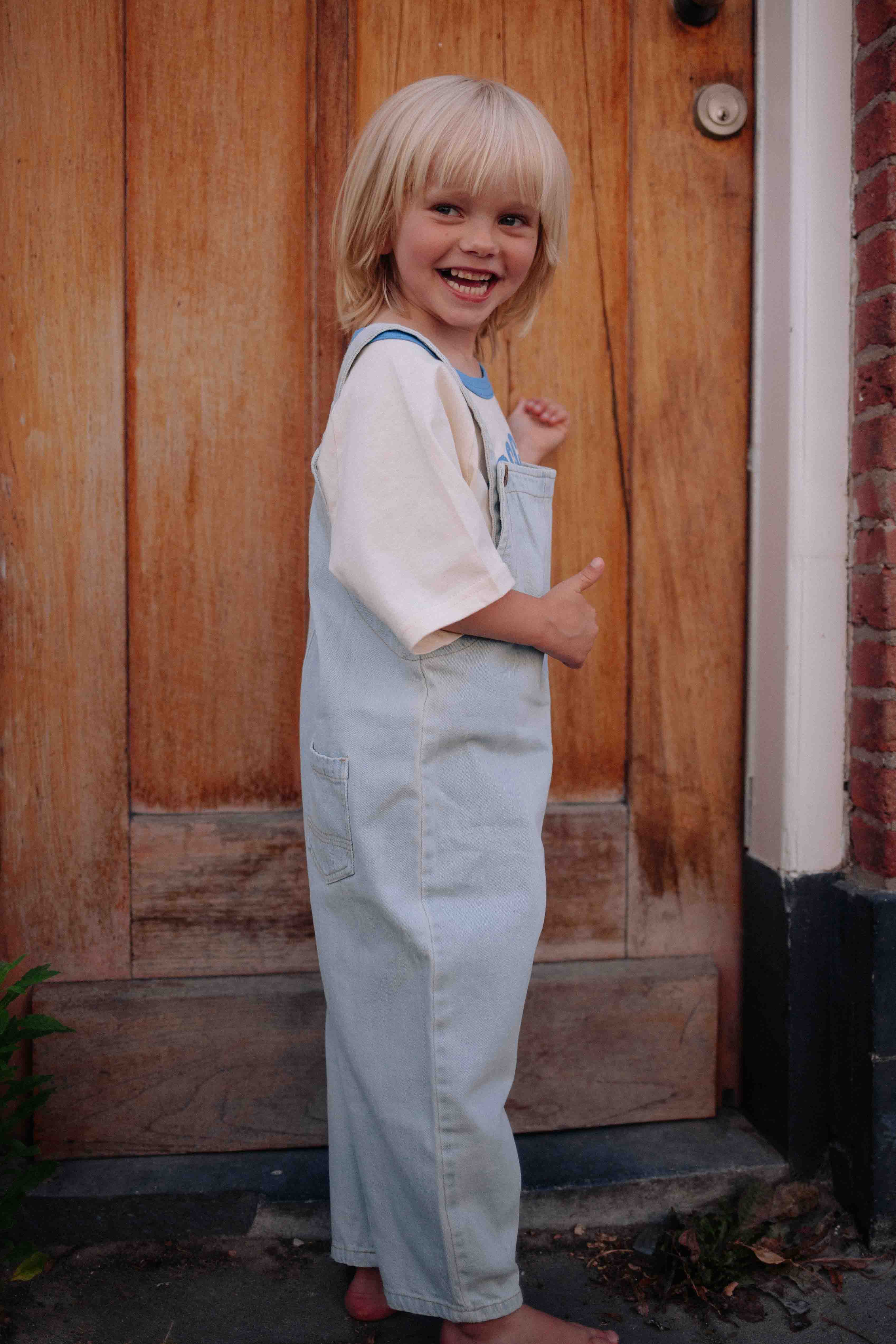 LIGHT WASH DENIM OVERALL