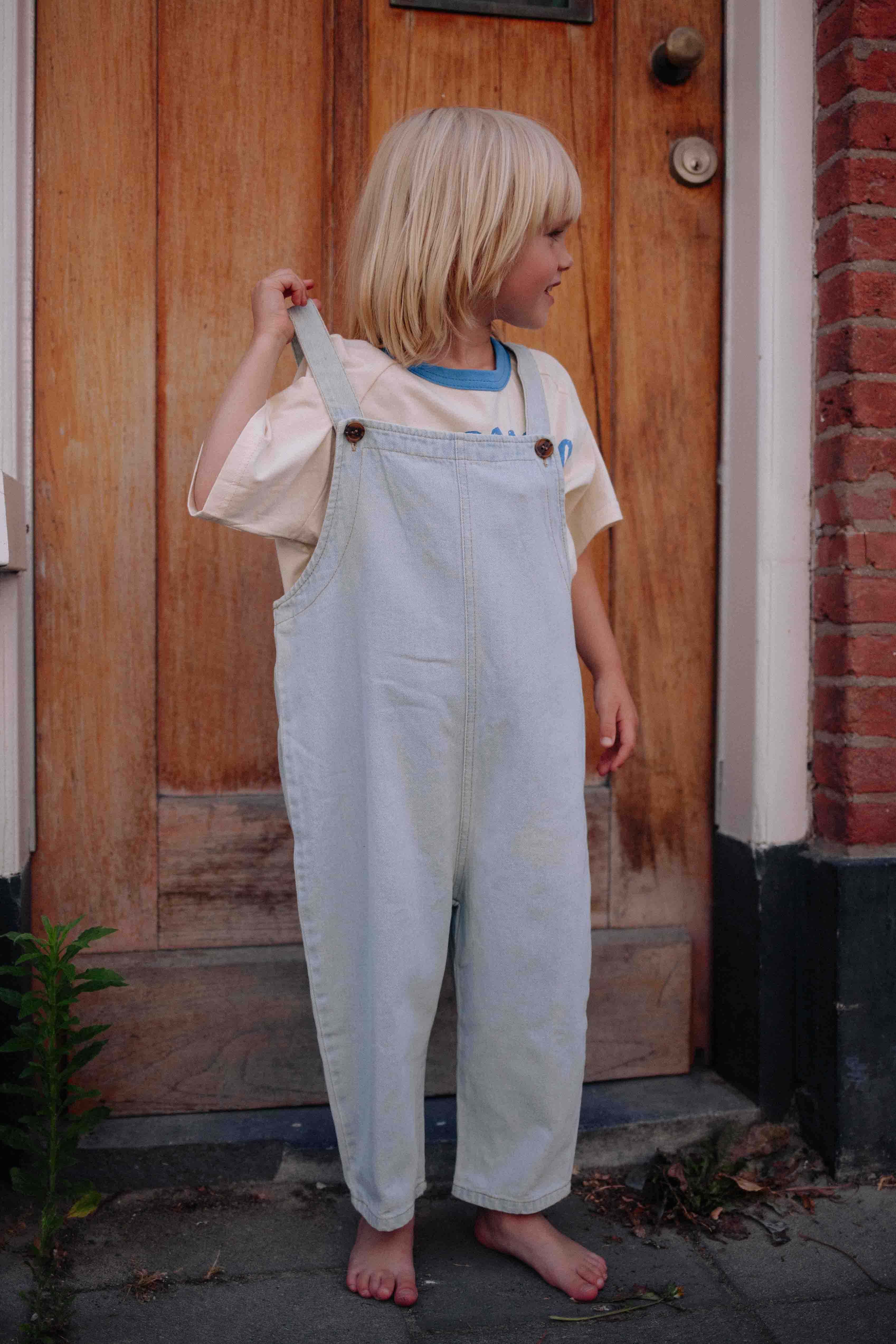 LIGHT WASH DENIM OVERALL
