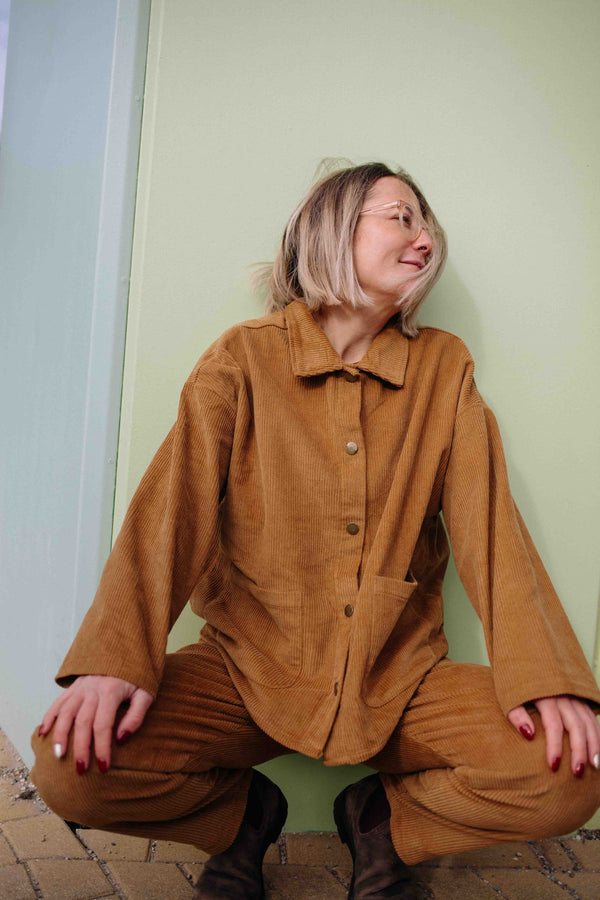 ENSEMBLE CÔTELÉ MOUTARDE FEMME