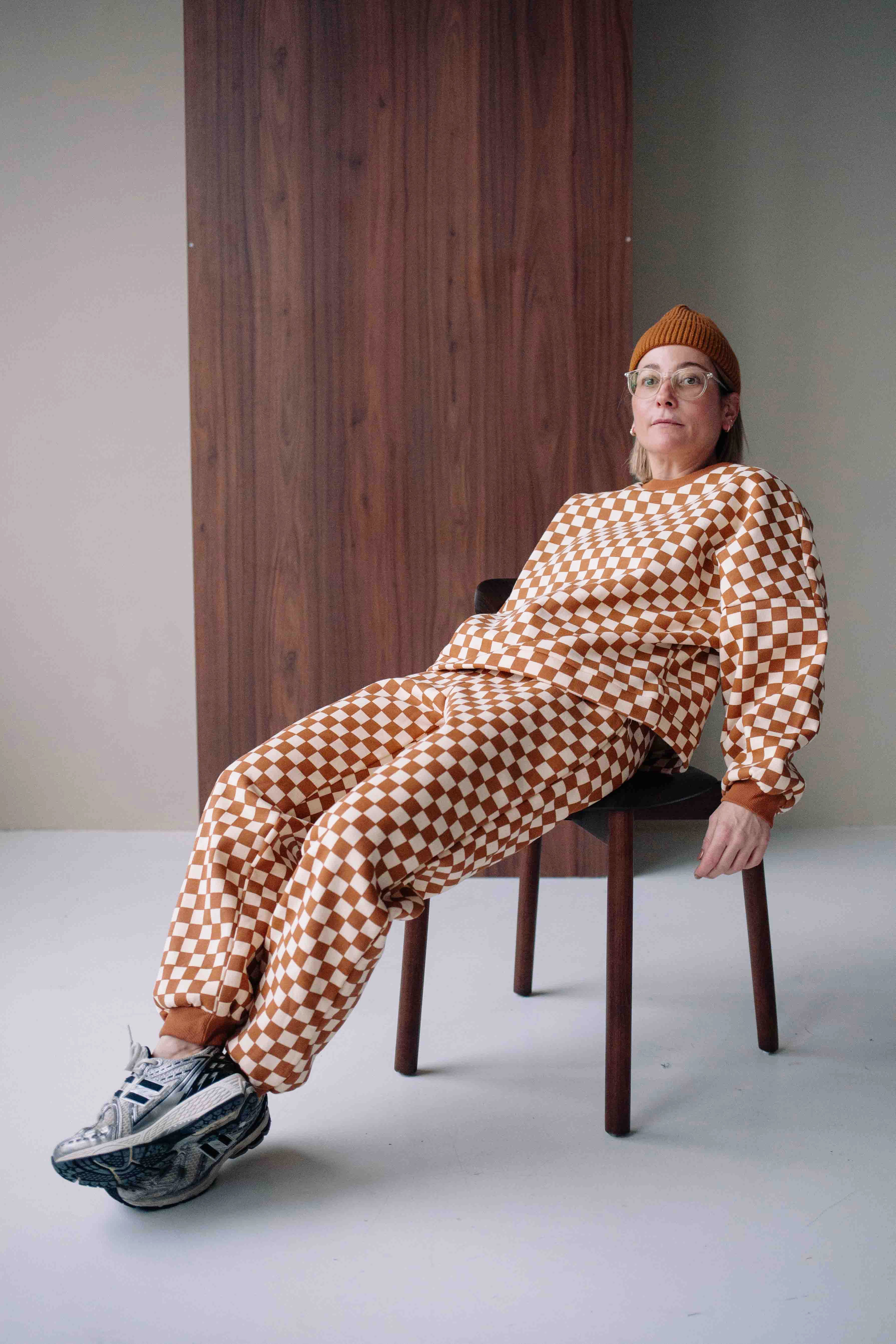 ENSEMBLE MARRON CHECKERS FEMME