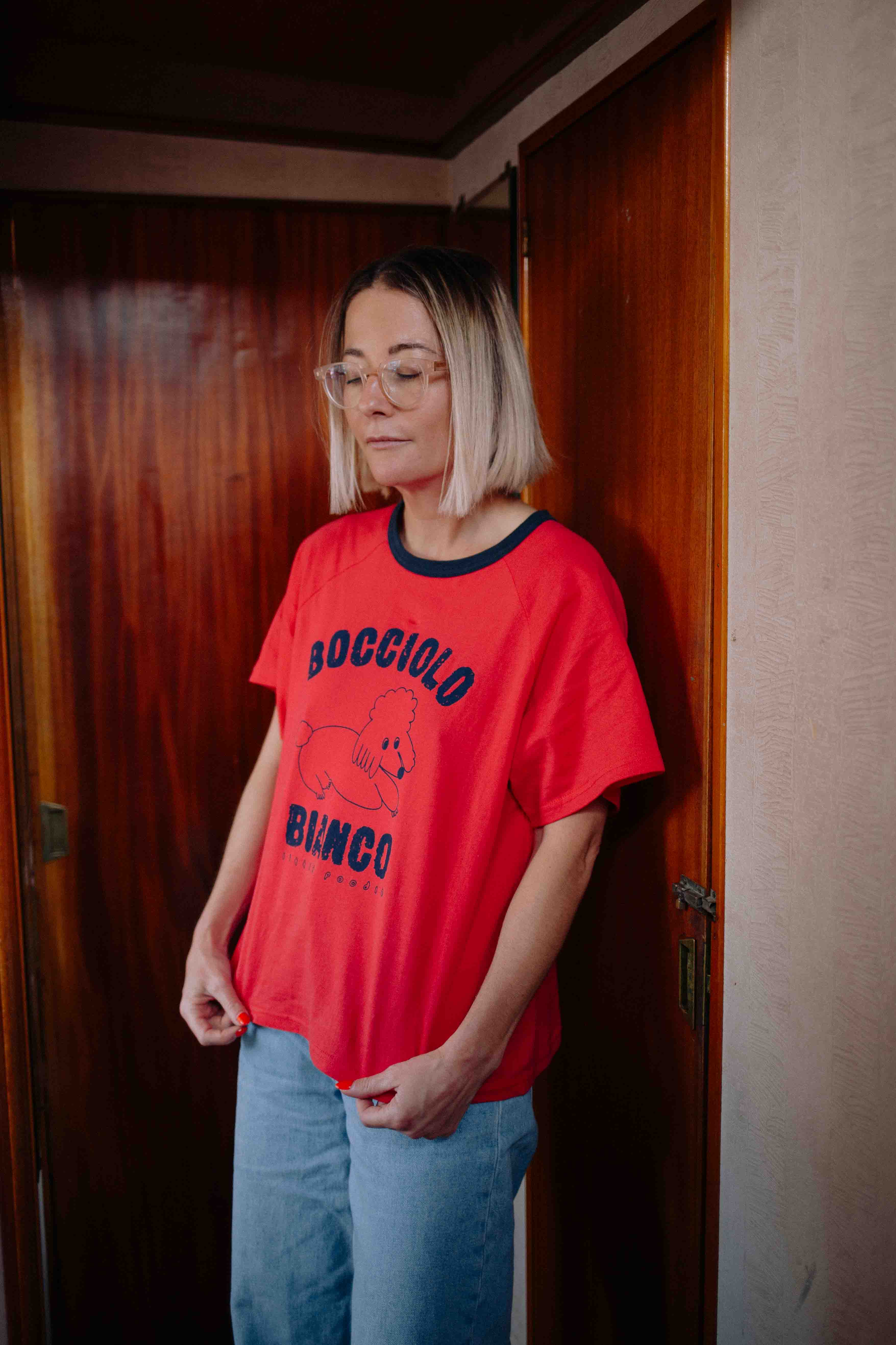 T-SHIRT ROUGE ITALIAN POODLE FEMME