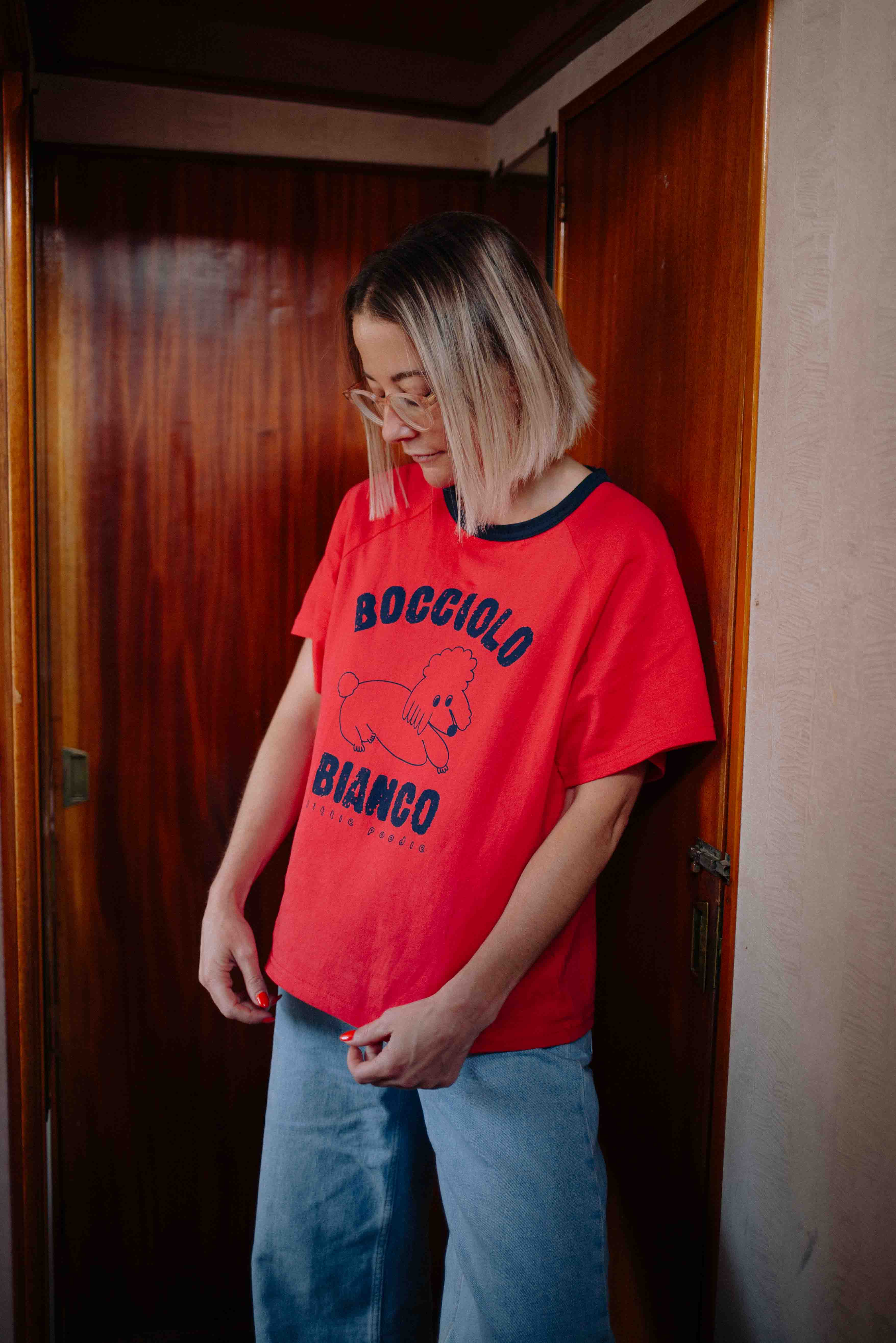 T-SHIRT ROUGE ITALIAN POODLE FEMME