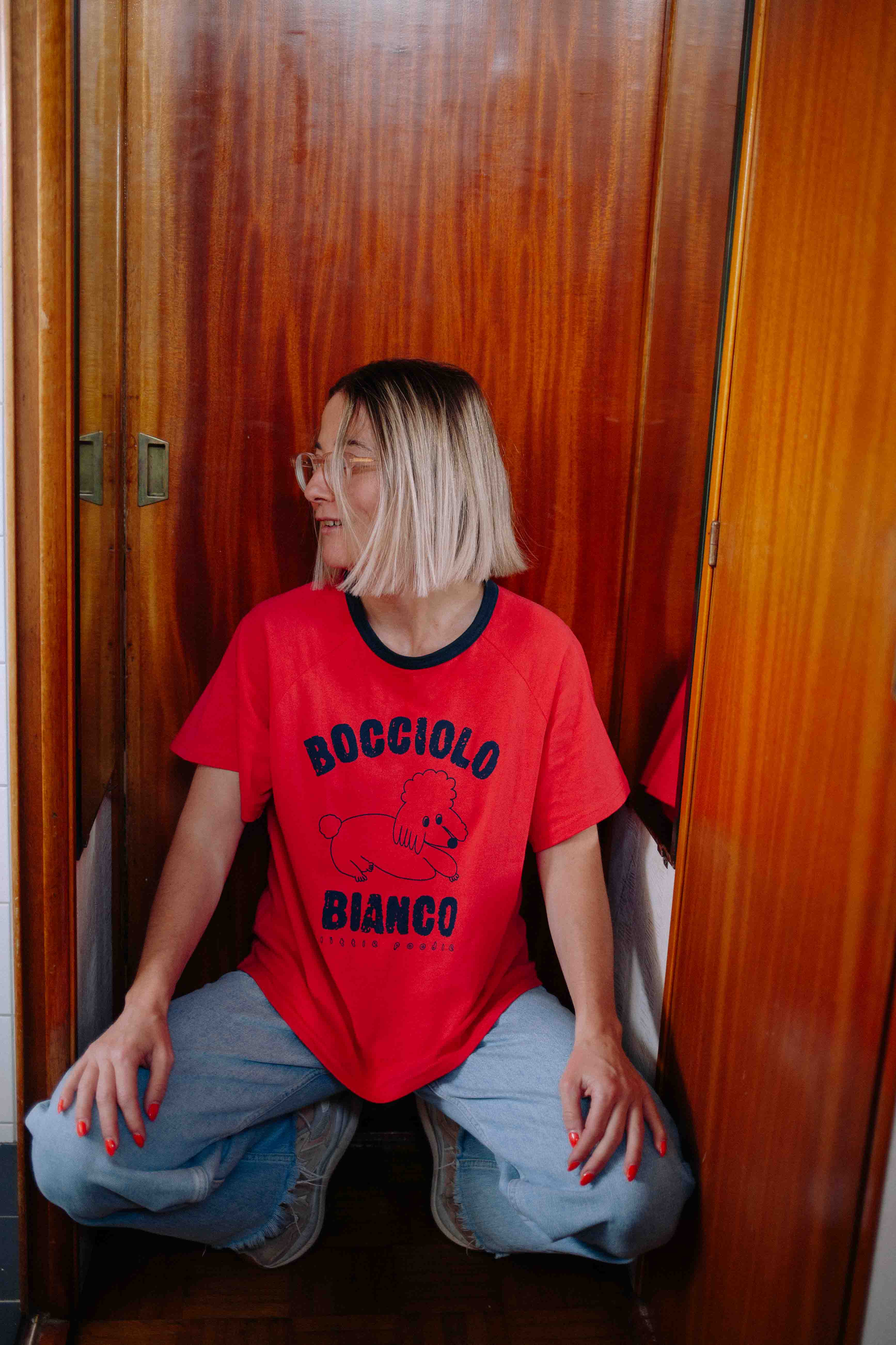 T-SHIRT ROUGE ITALIAN POODLE FEMME
