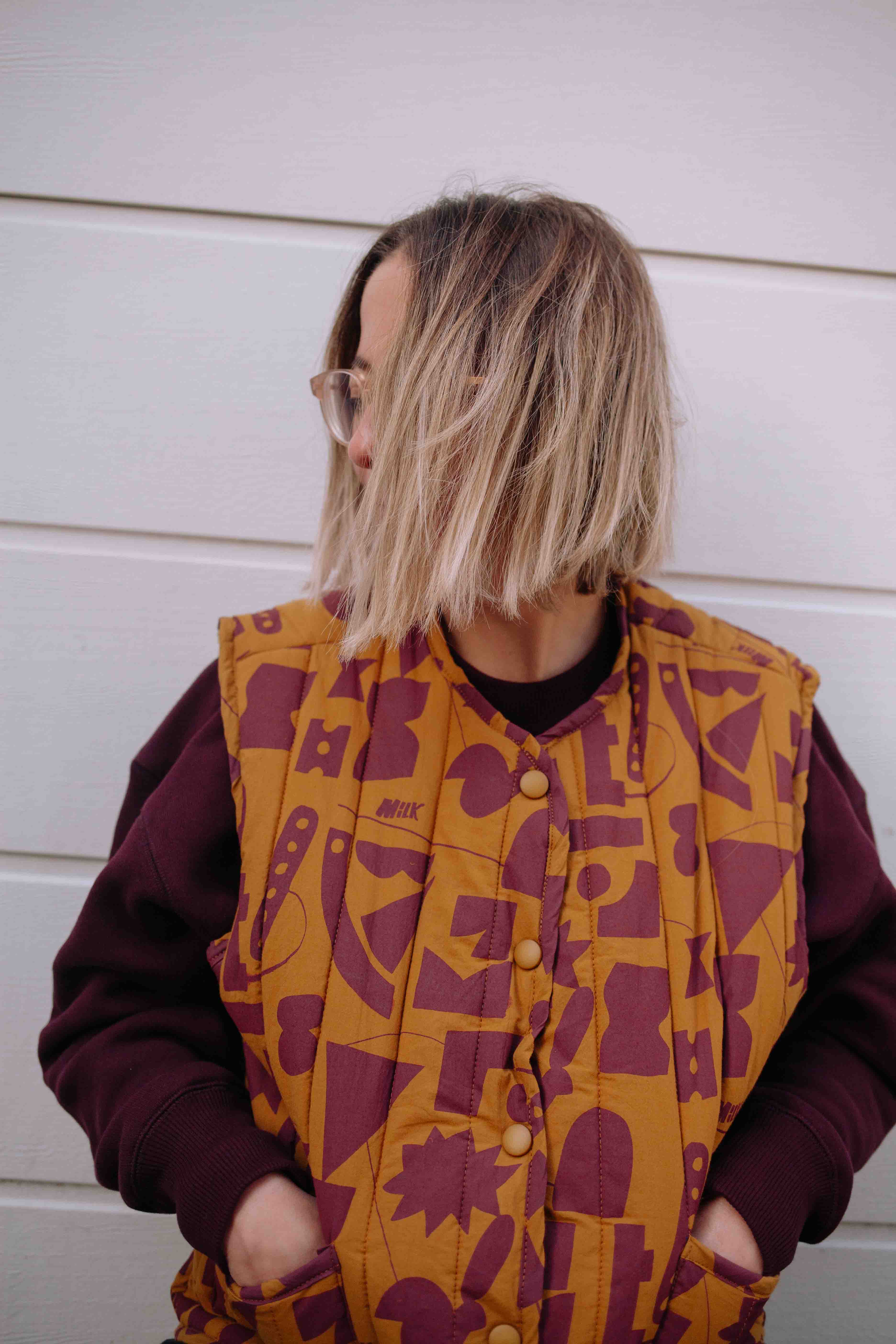 argue FOODIE OVER DOWN VEST/WARM MILK 新品 Women quilted cotton vest warm and comfy | GAMIN.GAMINE.