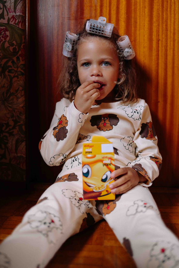 ENSEMBLE MARRON LEGGING FLUFFY DOG