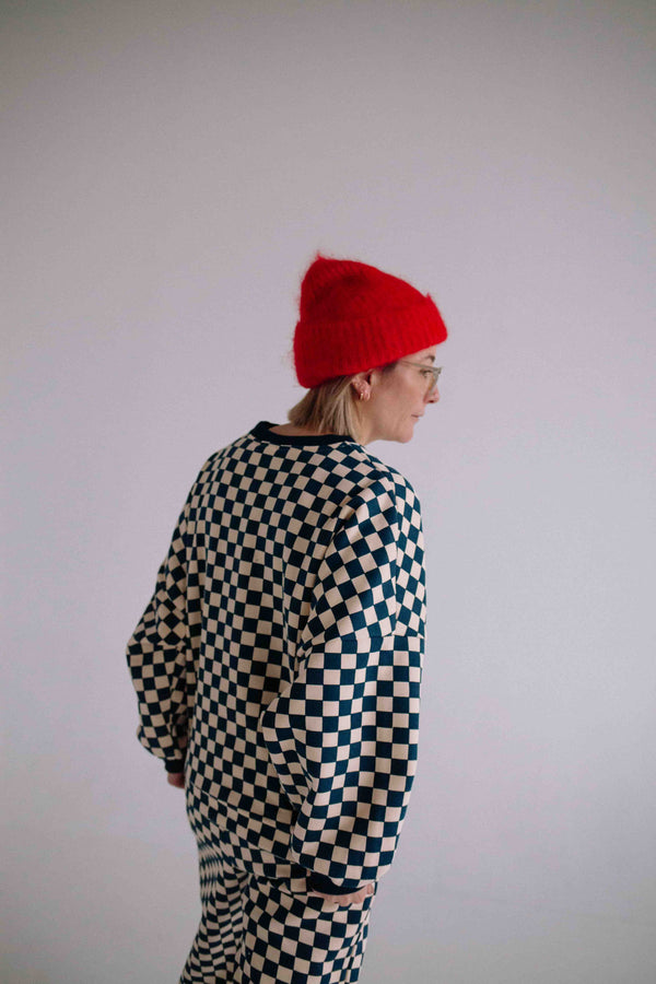 BLUE CHECKERS SET WOMAN