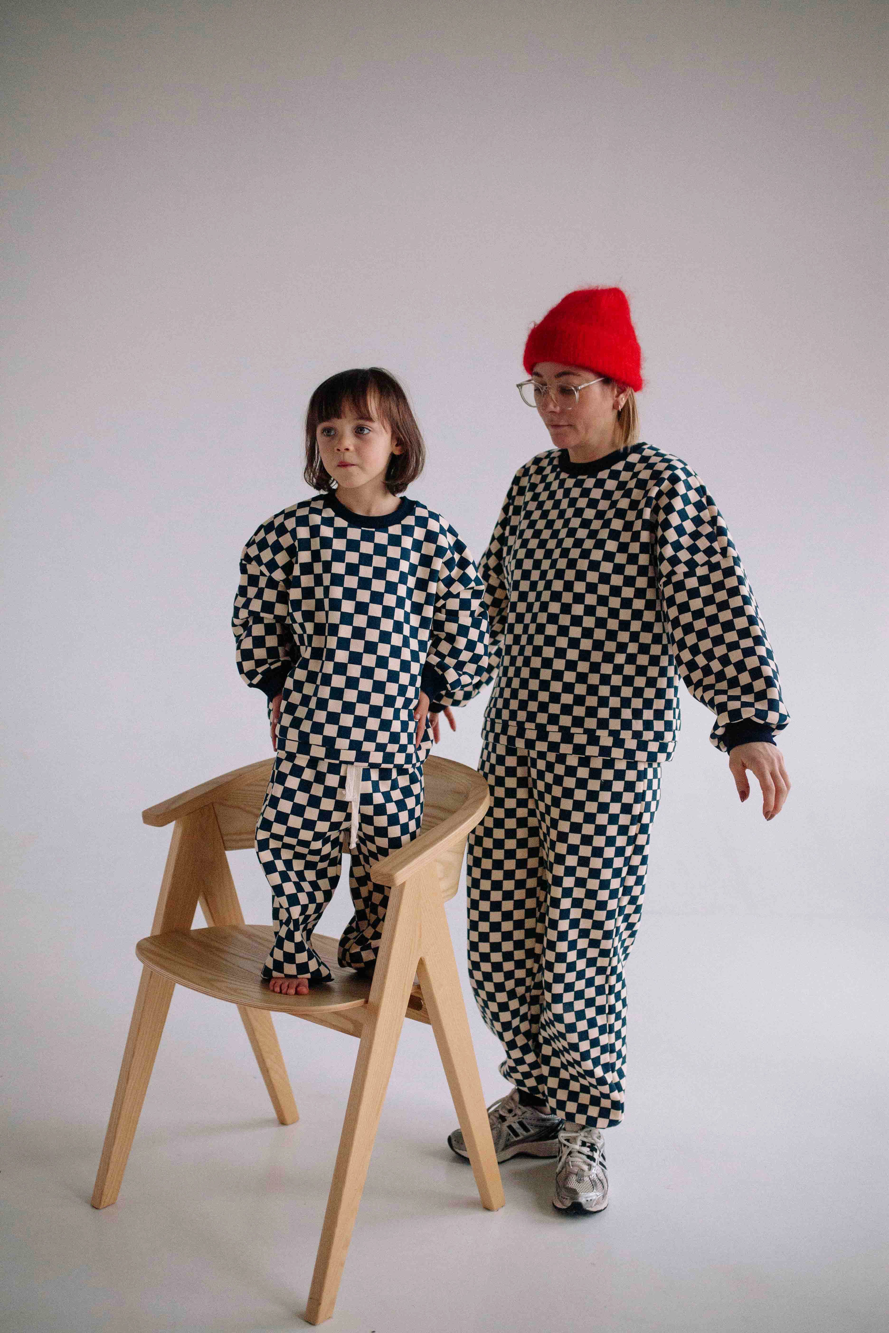 ENSEMBLE BLEU CHECKERS FEMME