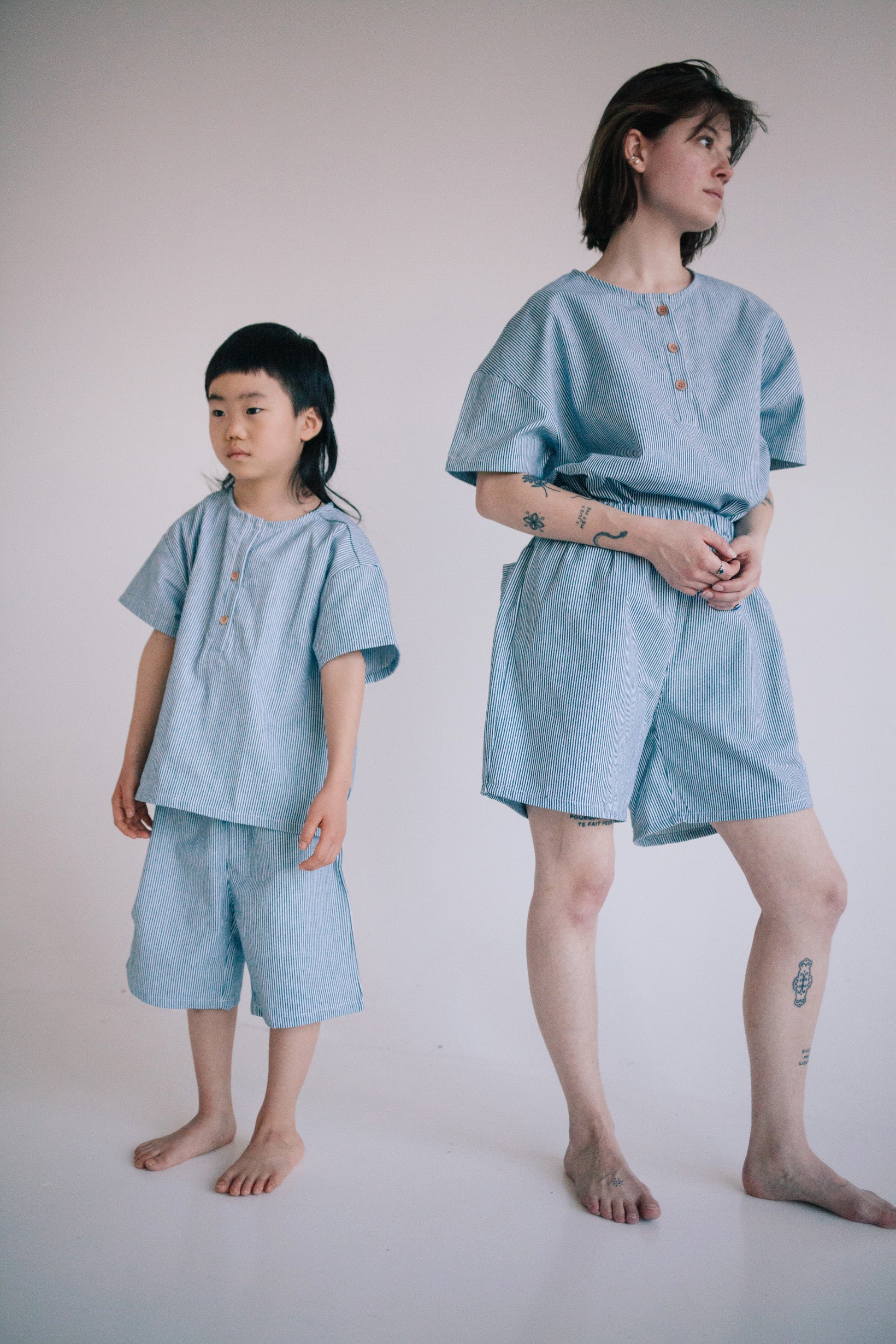 BERMUDA DENIM RAYÉ FEMME