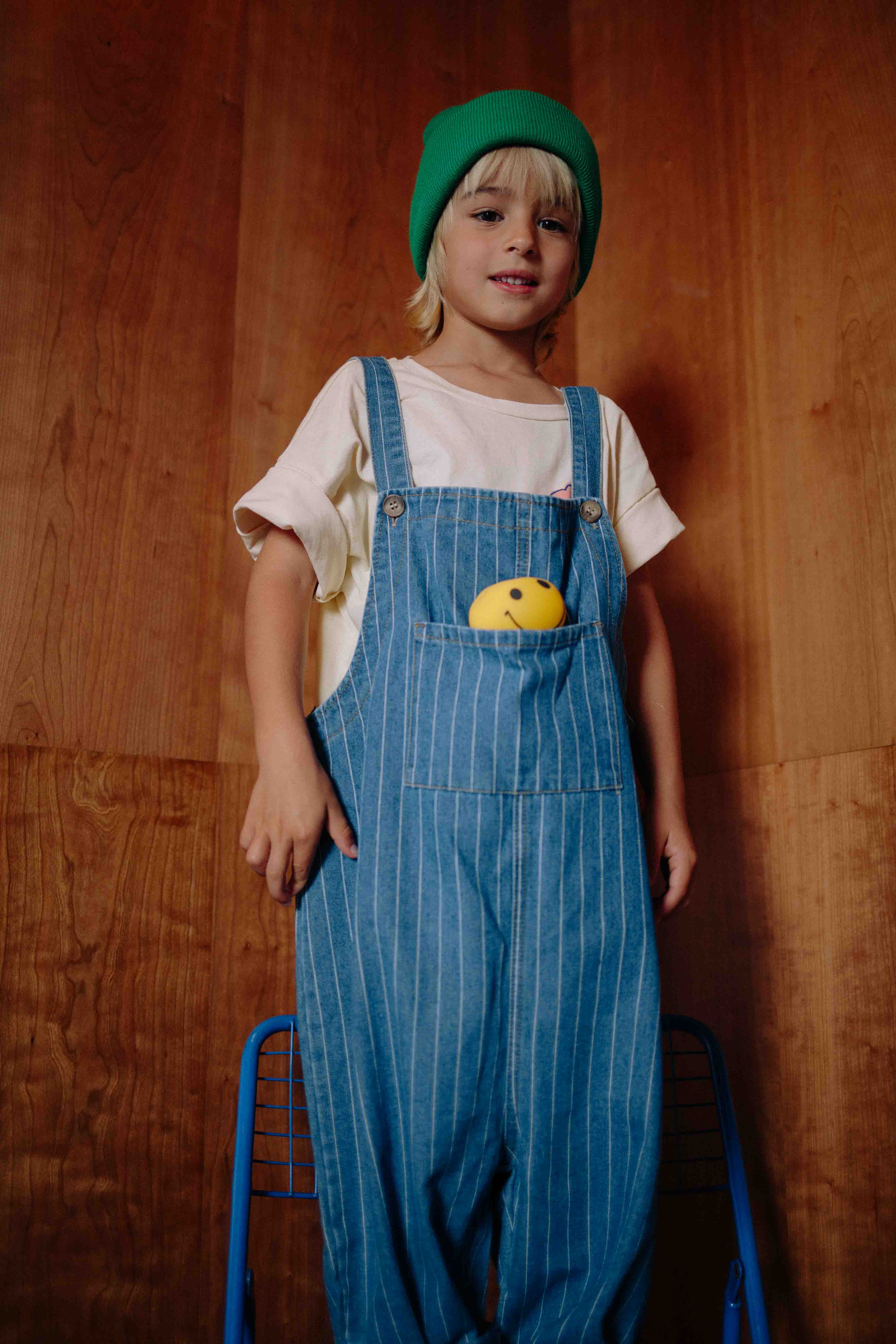 STRIPED DENIM OVERALL