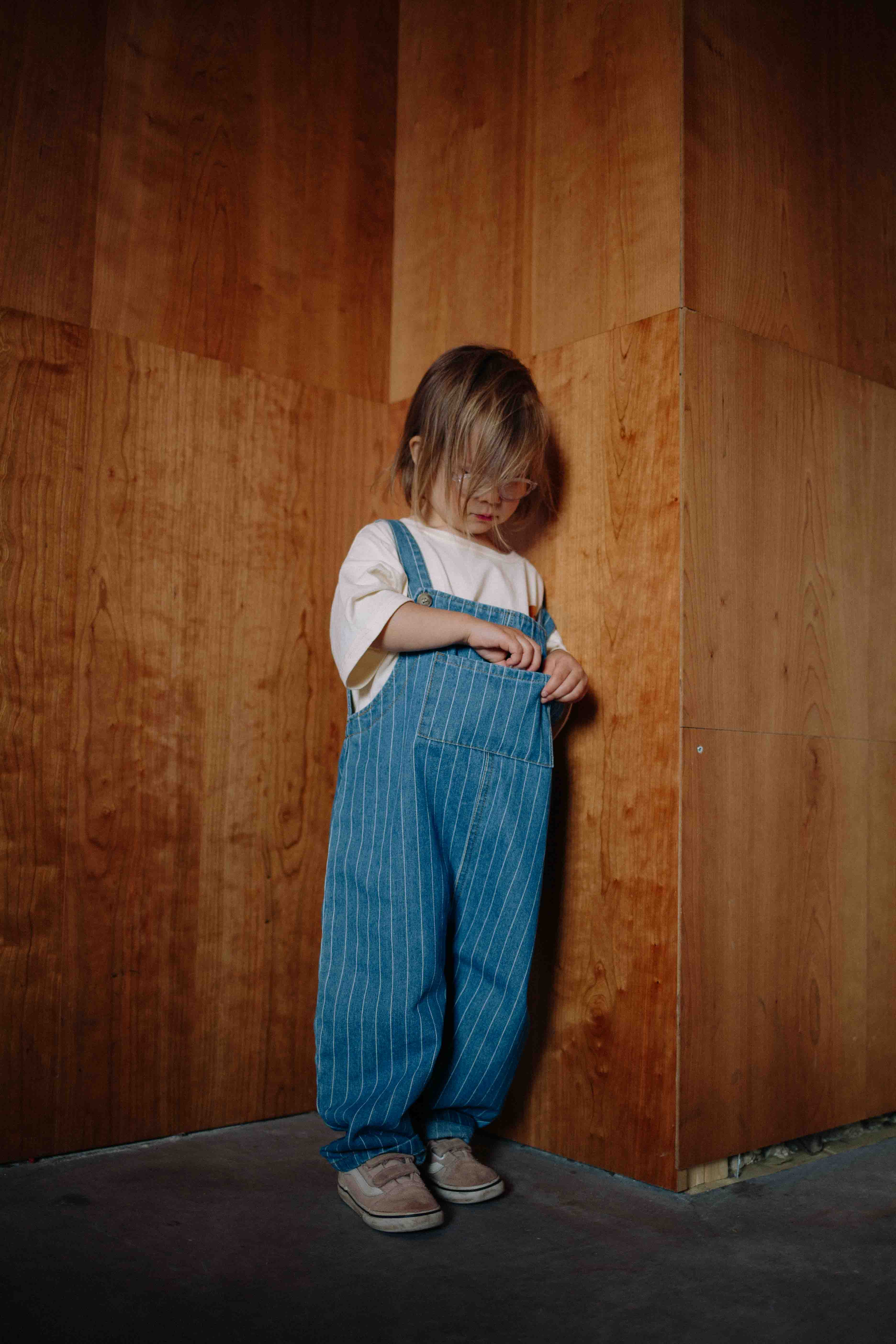 STRIPED DENIM OVERALL