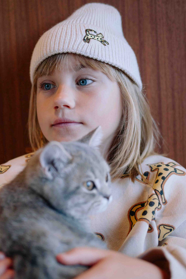 CREAM LEOPARD BEANIE