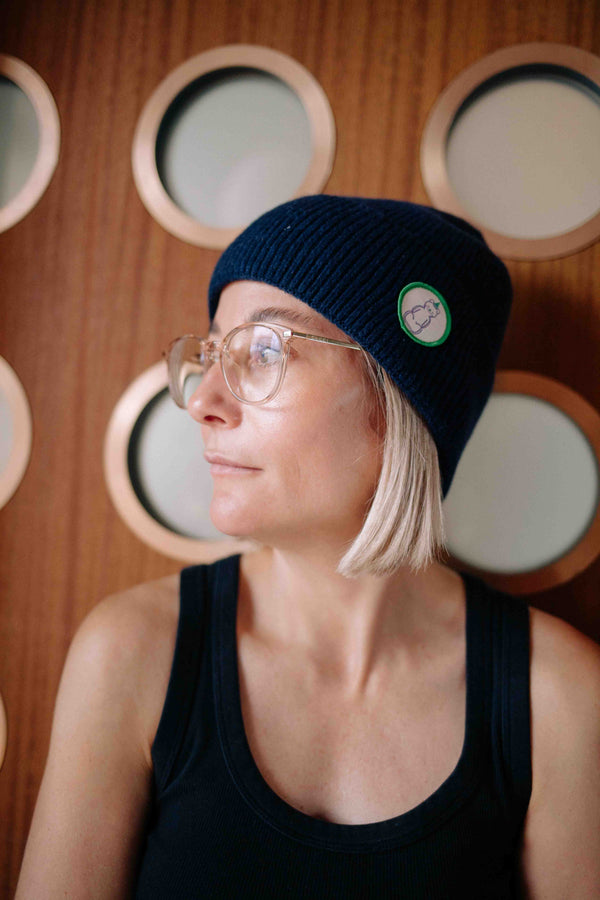 NAVY HONEY BEAR BEANIE ADULT