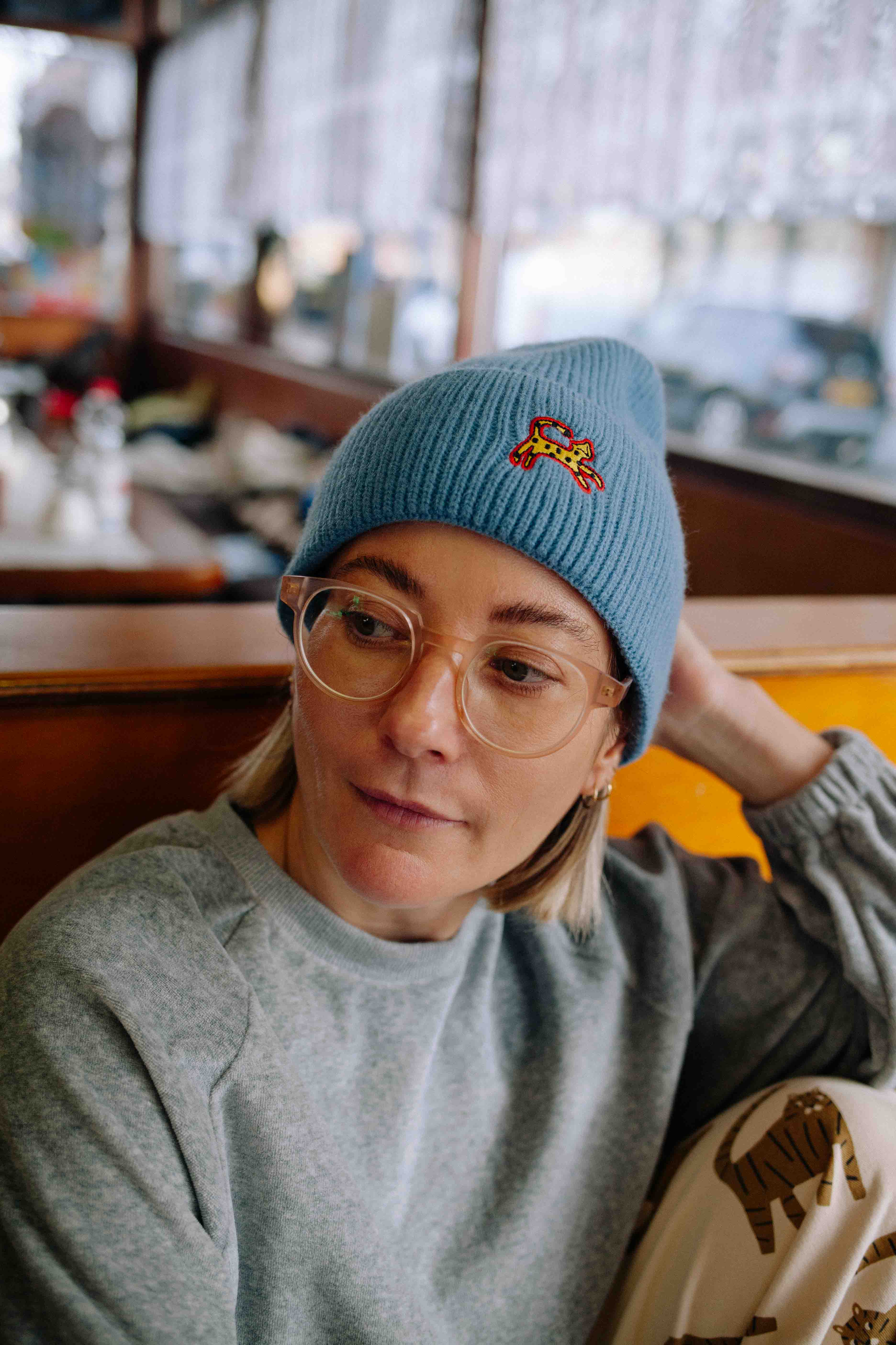 BLUE LEOPARD BEANIE ADULT