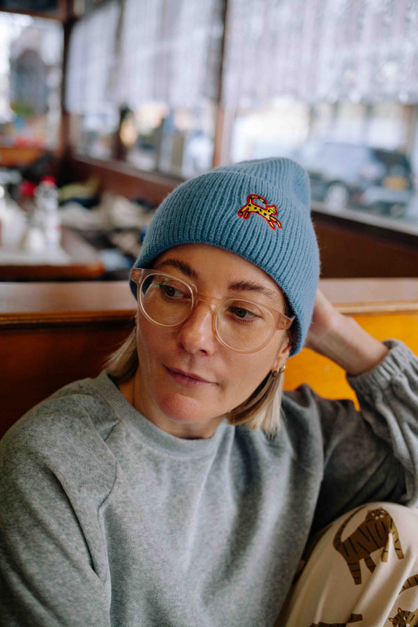 BLUE LEOPARD BEANIE ADULT