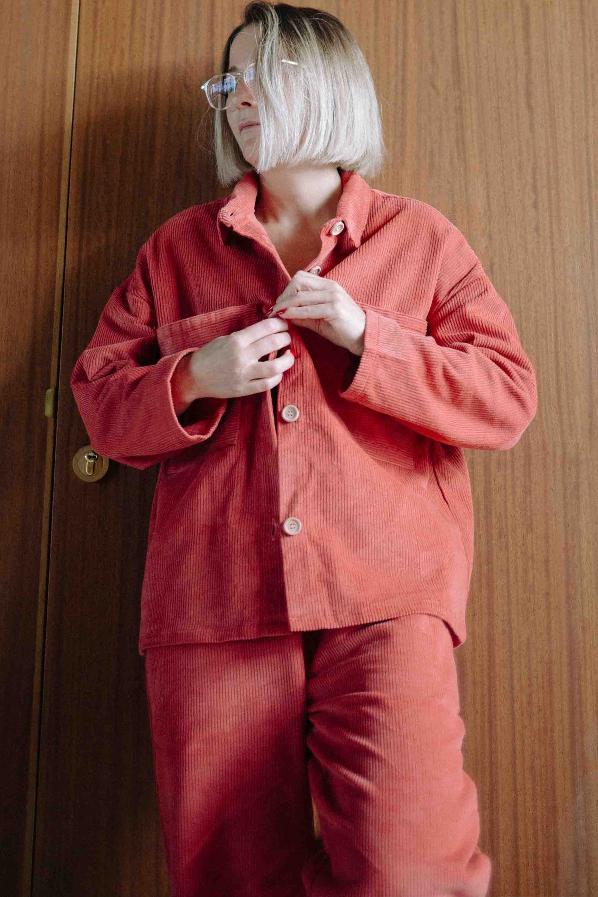 TERRACOTTA CORDUROY SET WOMAN