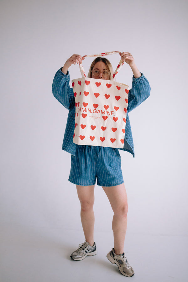 WHITE GG. NEW LOVE TOTE BAG