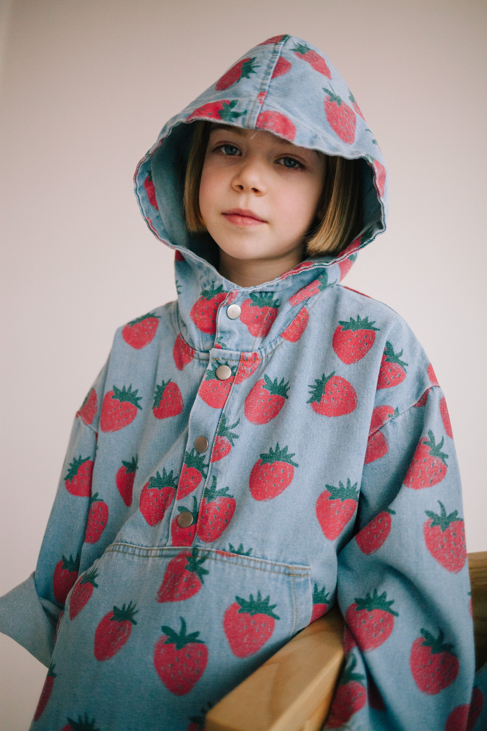 STRAWBERRY DENIM HOODIE