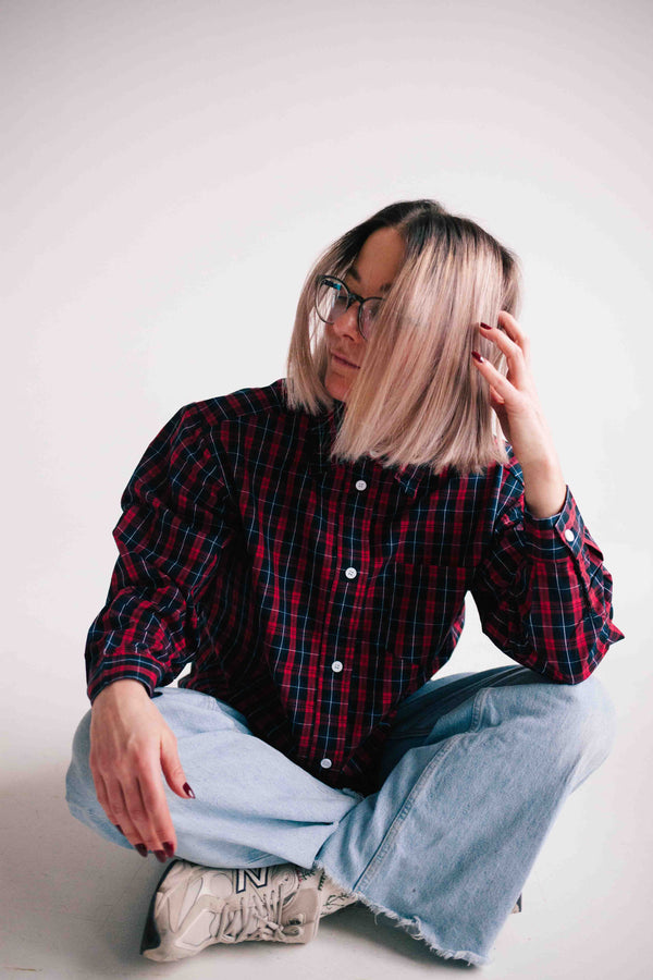 BLOUSE VICHY ROUGE FEMME