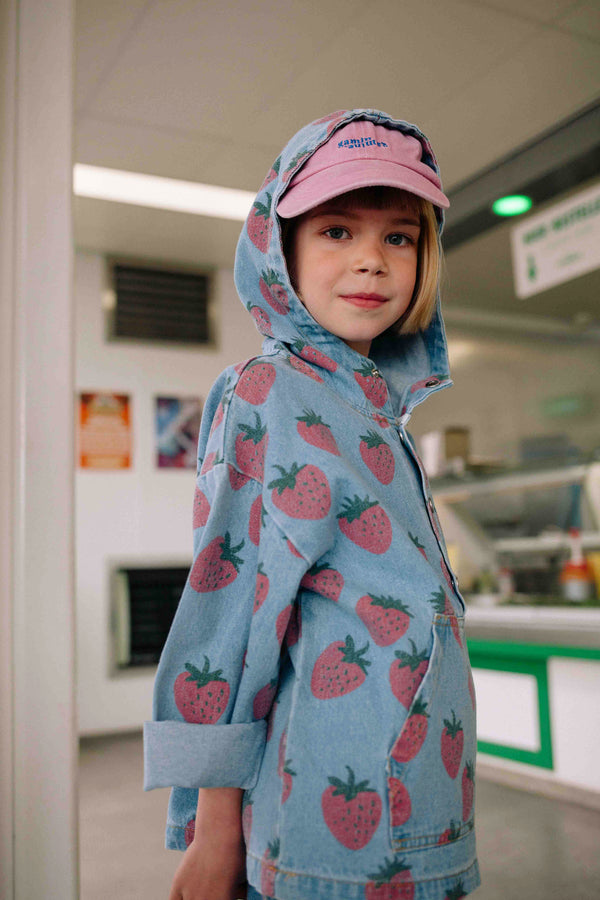HOODED STRAWBERRY DENIM JACKET