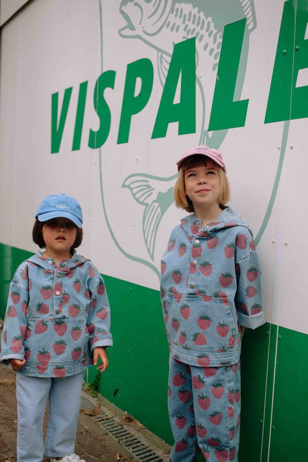 HOODED STRAWBERRY DENIM JACKET