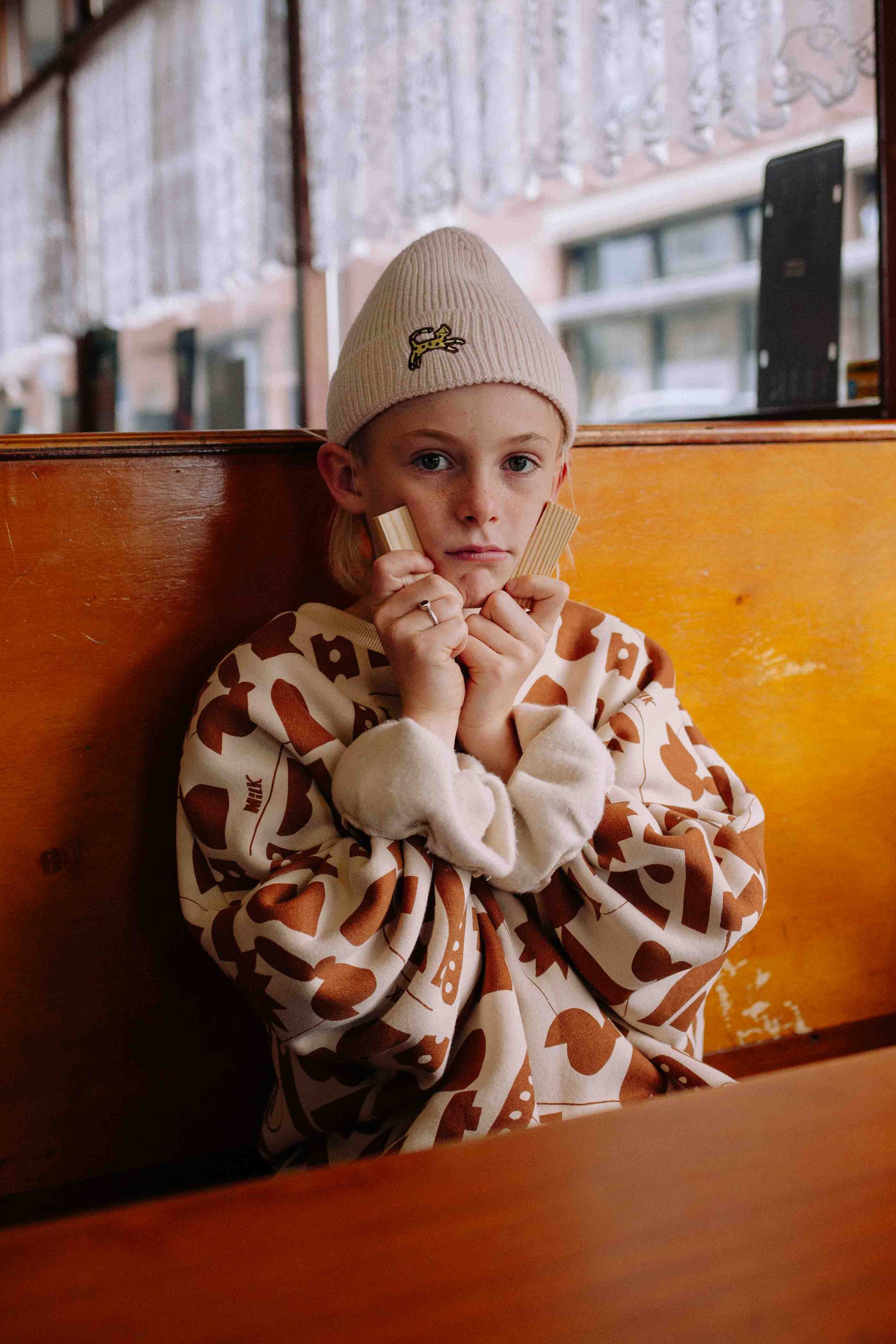 CREAM LEOPARD BEANIE