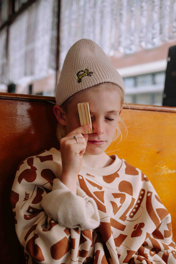 CREAM LEOPARD BEANIE