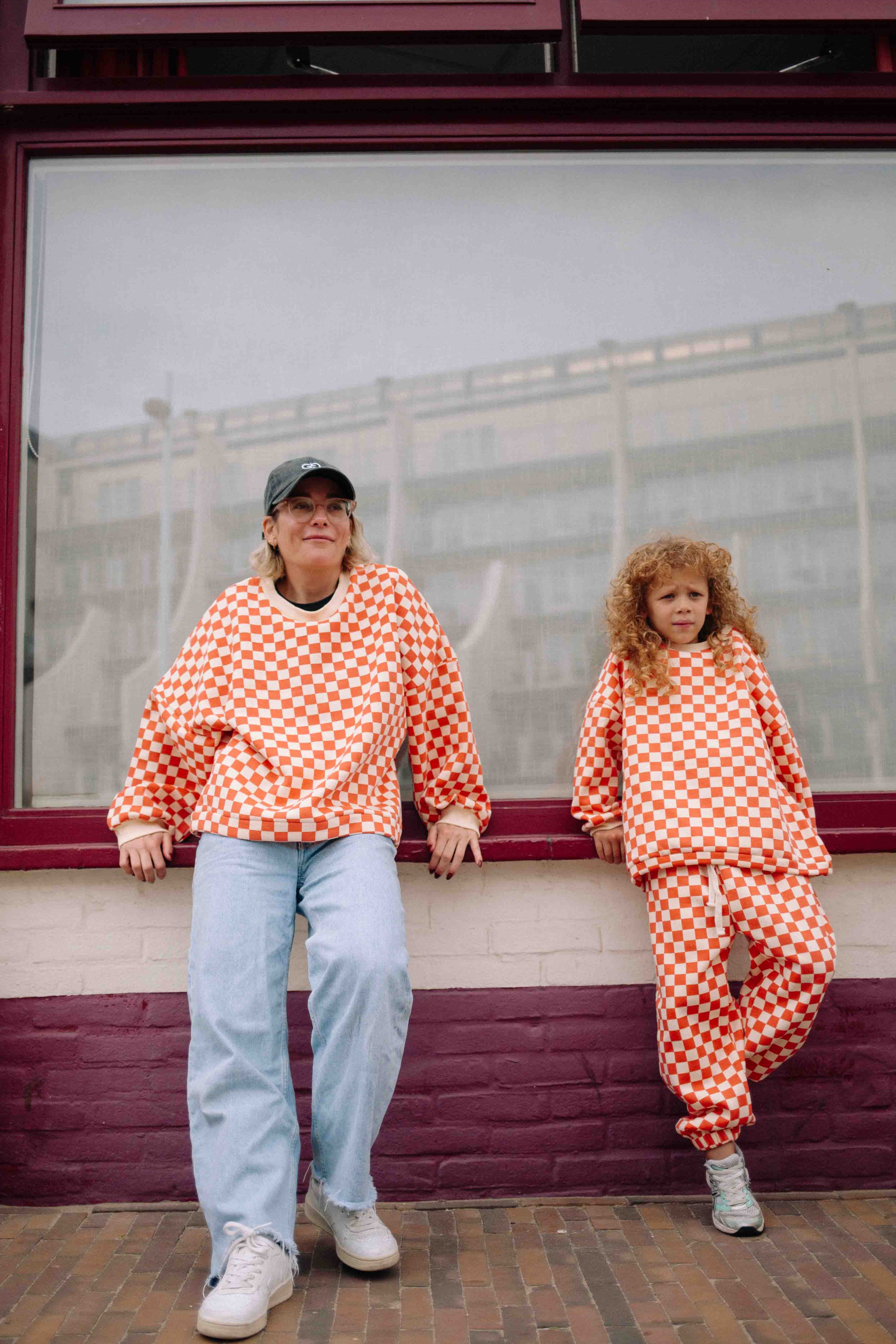 ENSEMBLE CHECKERS ORANGE FEMME