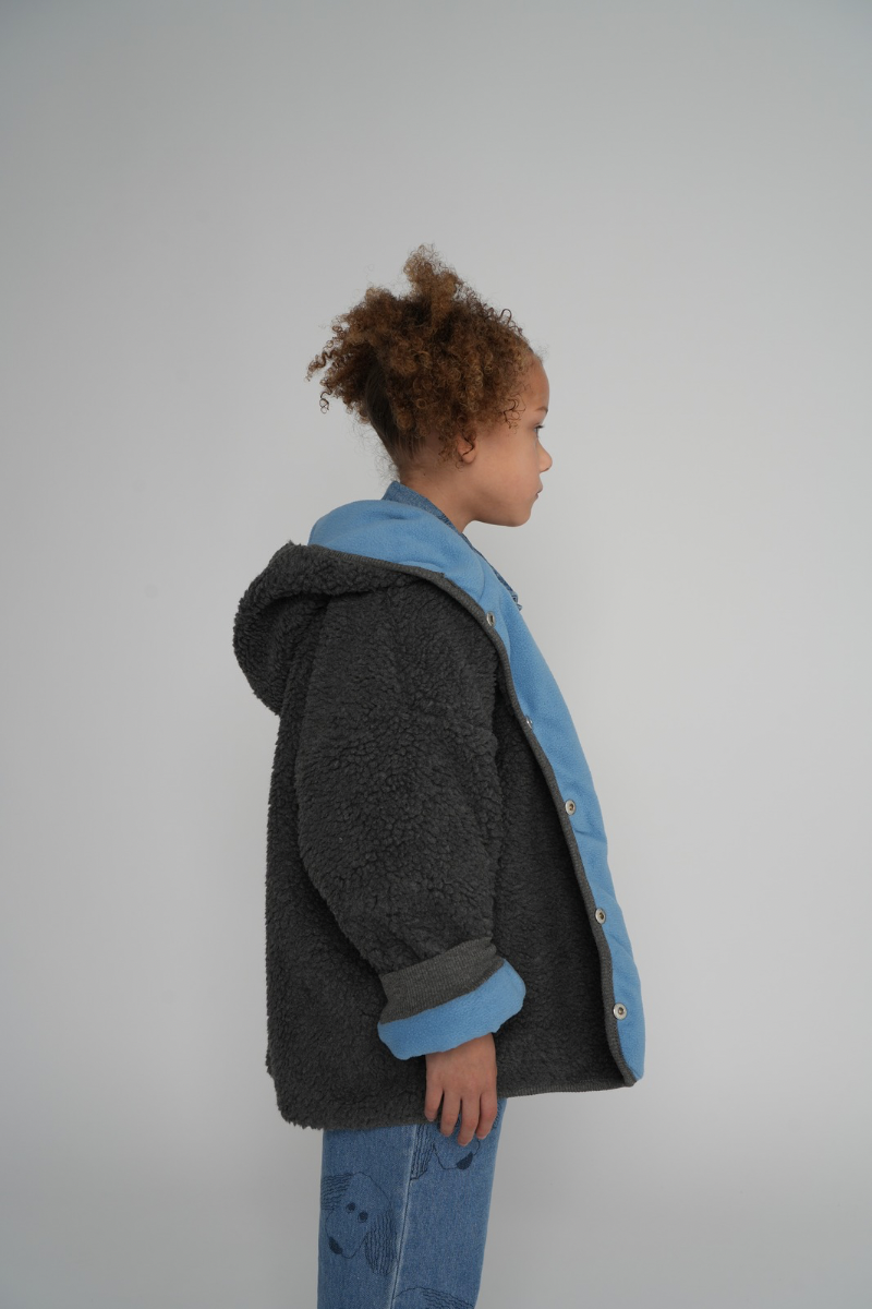 HOODIE FUR JACKET GREY