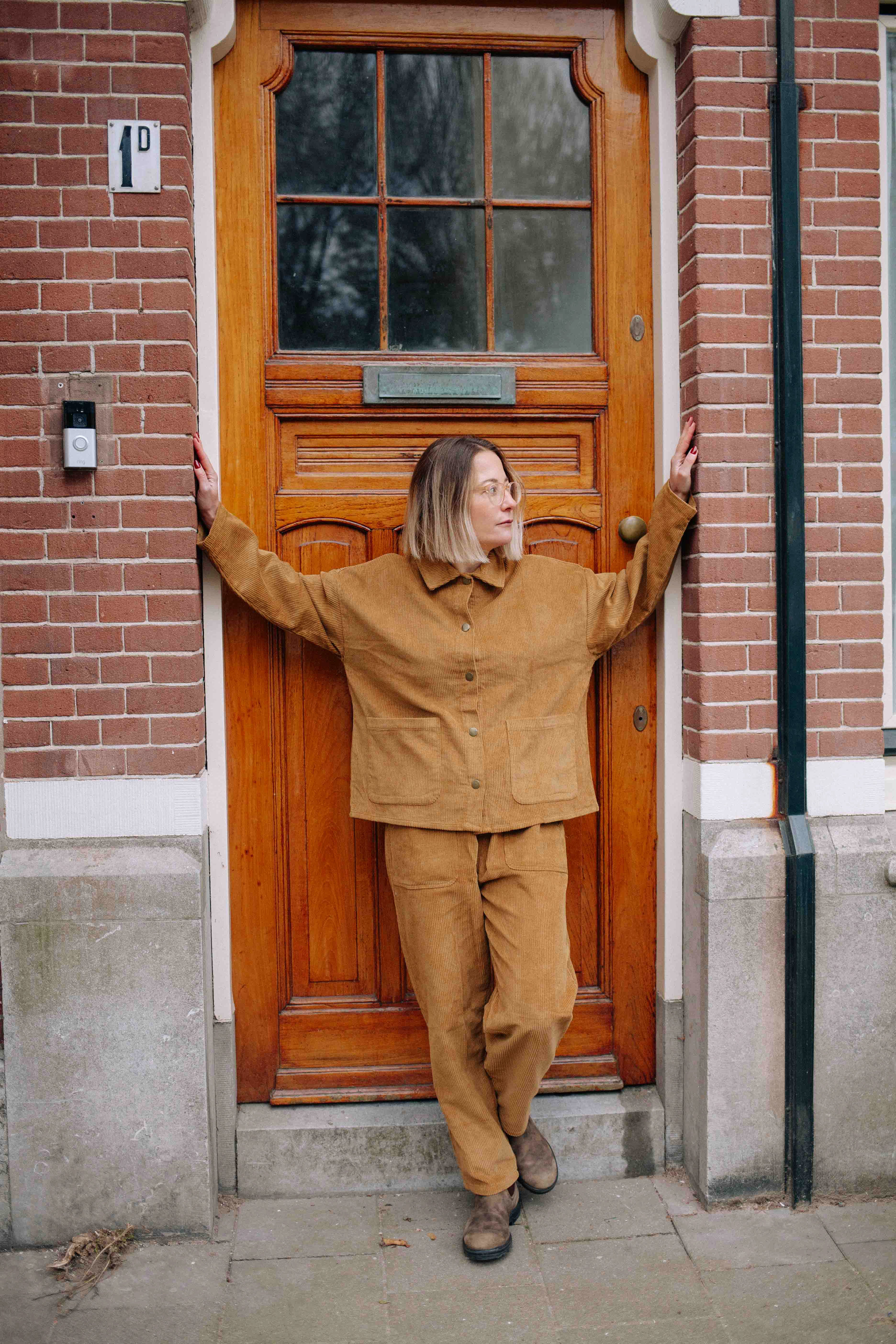 MUSTARD CORDUROY SET WOMAN