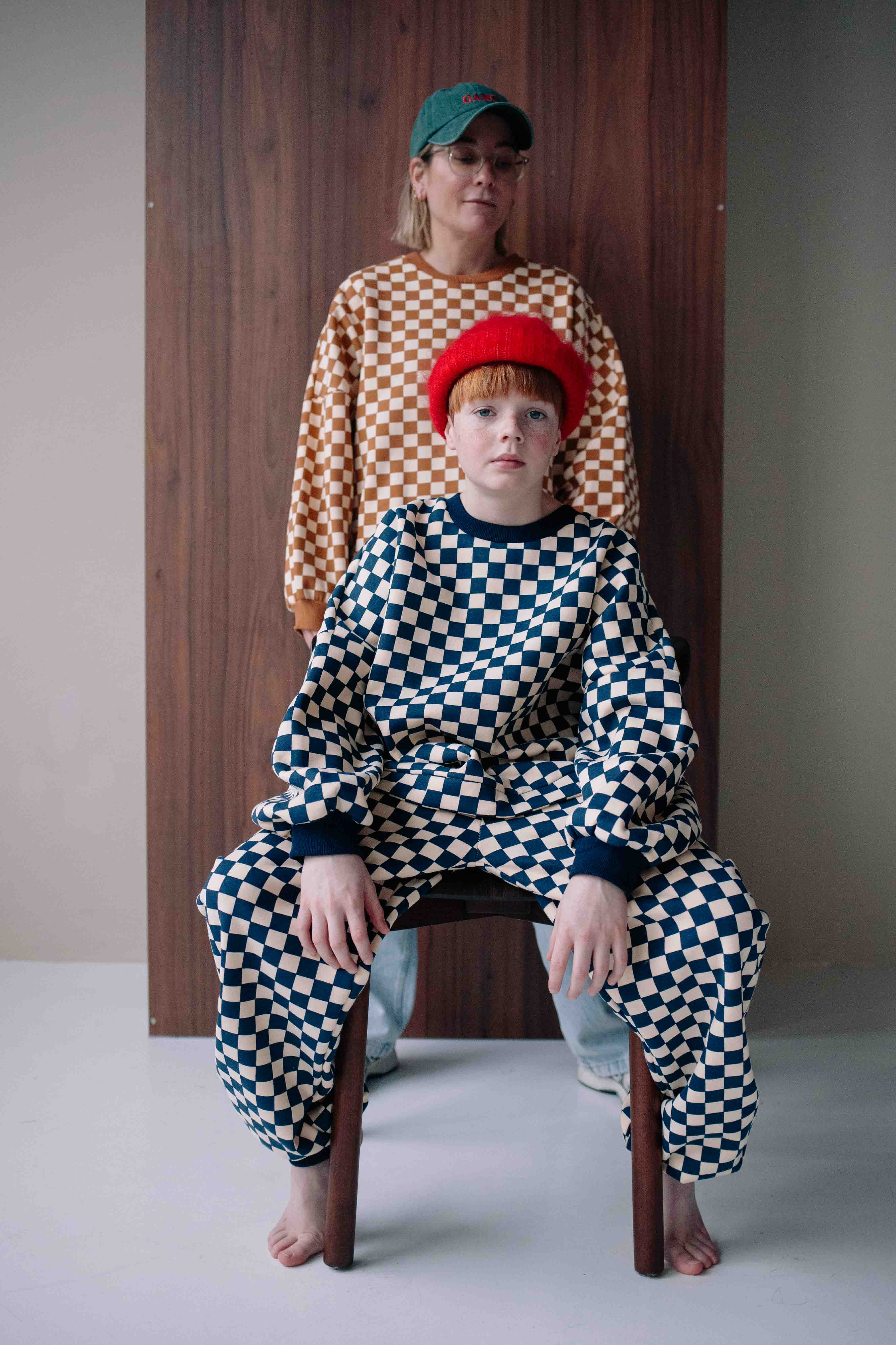 ENSEMBLE MARRON CHECKERS FEMME