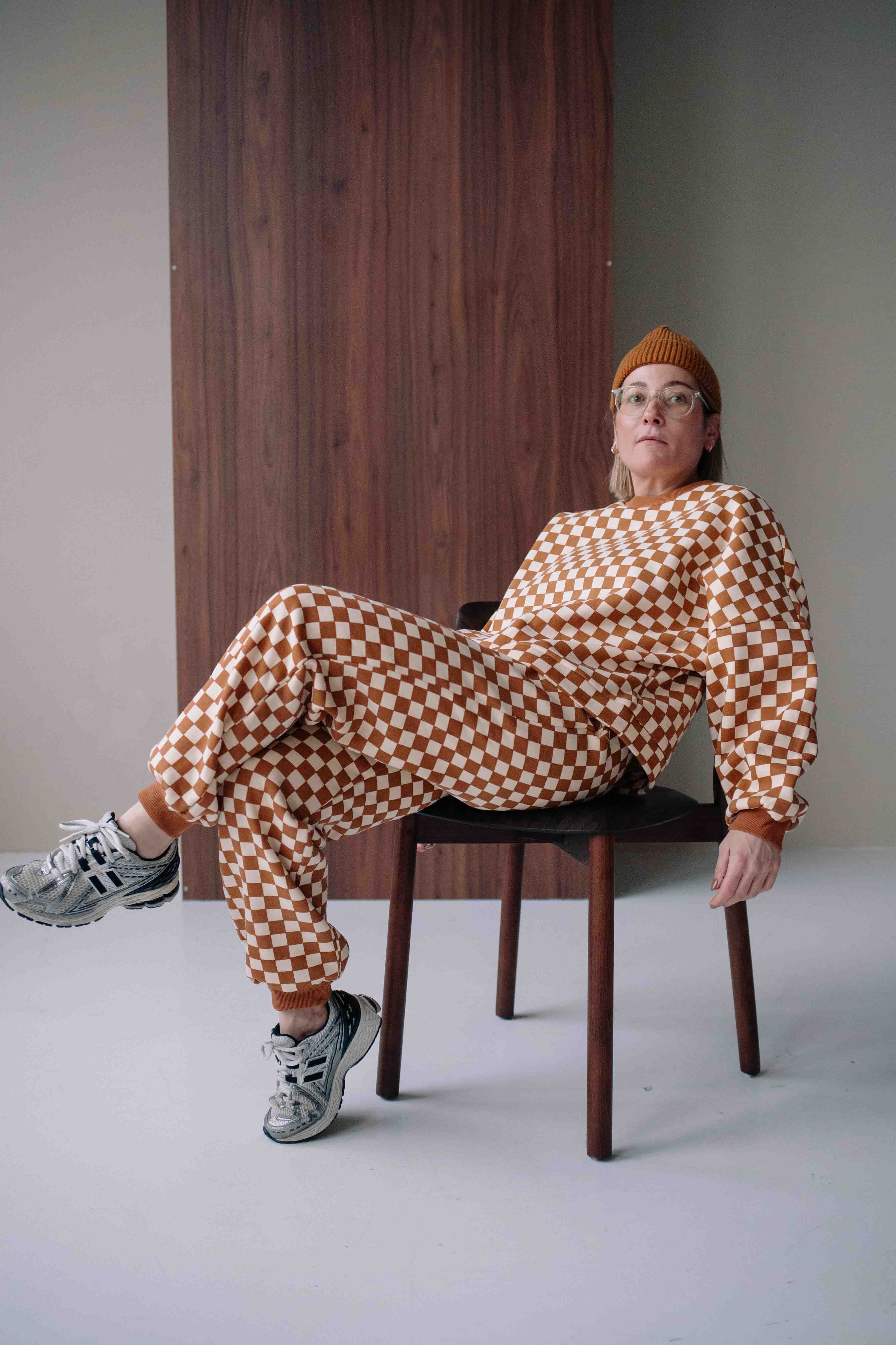 ENSEMBLE MARRON CHECKERS FEMME