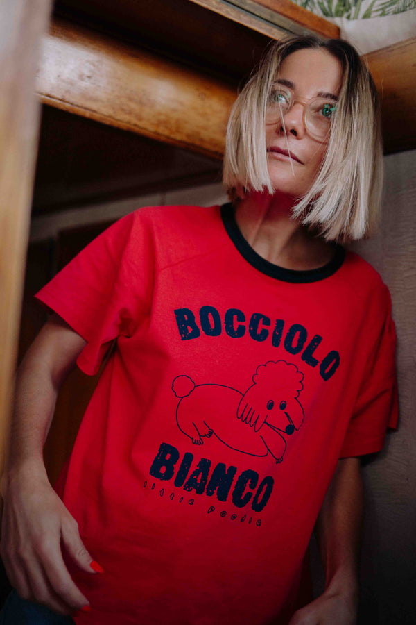 T-SHIRT ROUGE ITALIAN POODLE FEMME