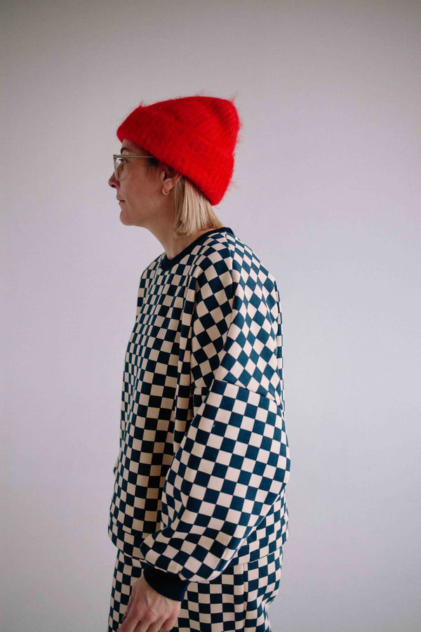 BLUE CHECKERS SET WOMAN