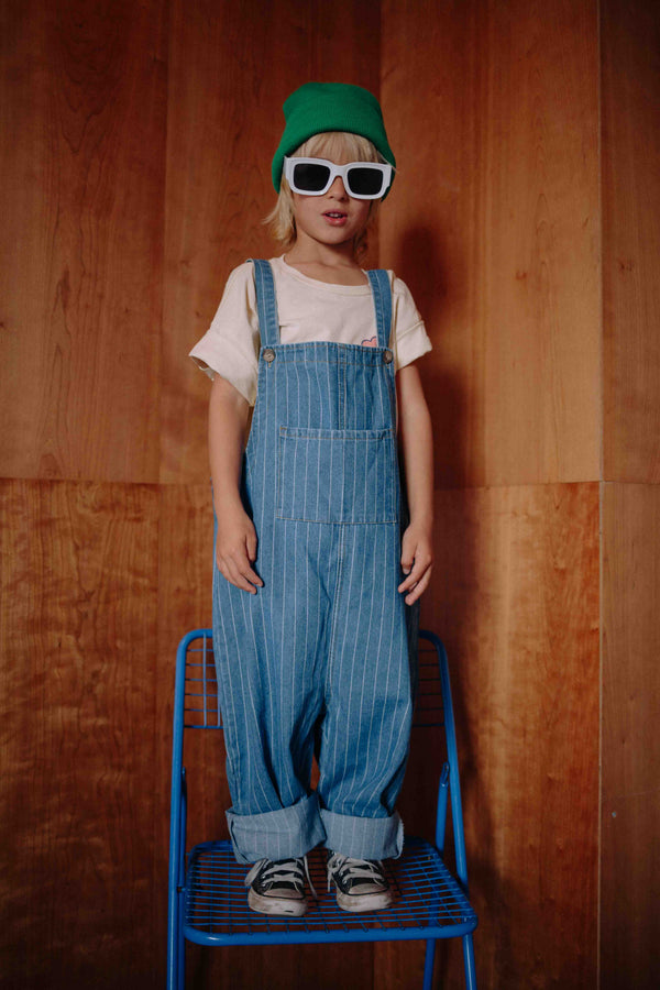 STRIPED DENIM OVERALL