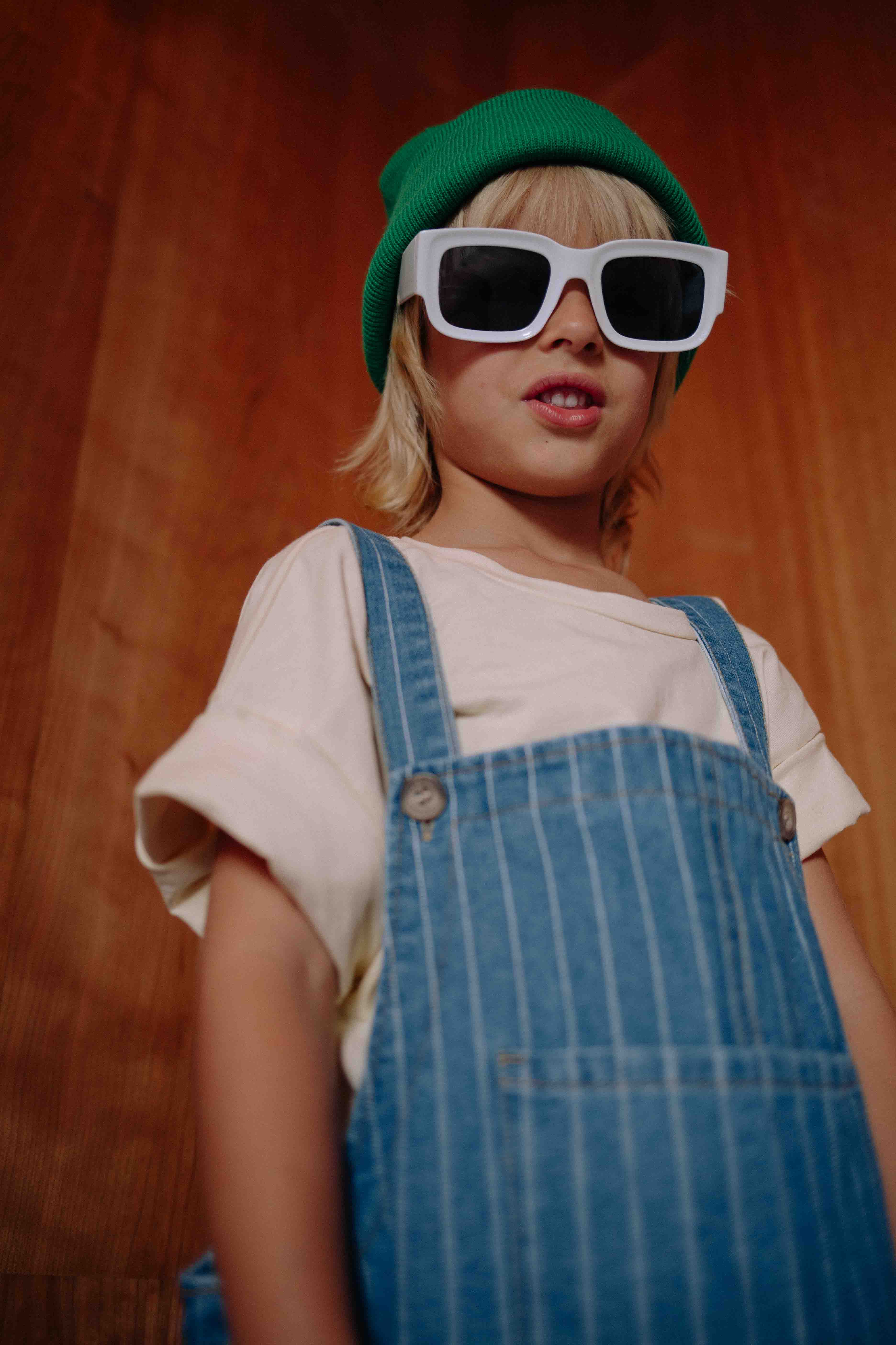 STRIPED DENIM OVERALL