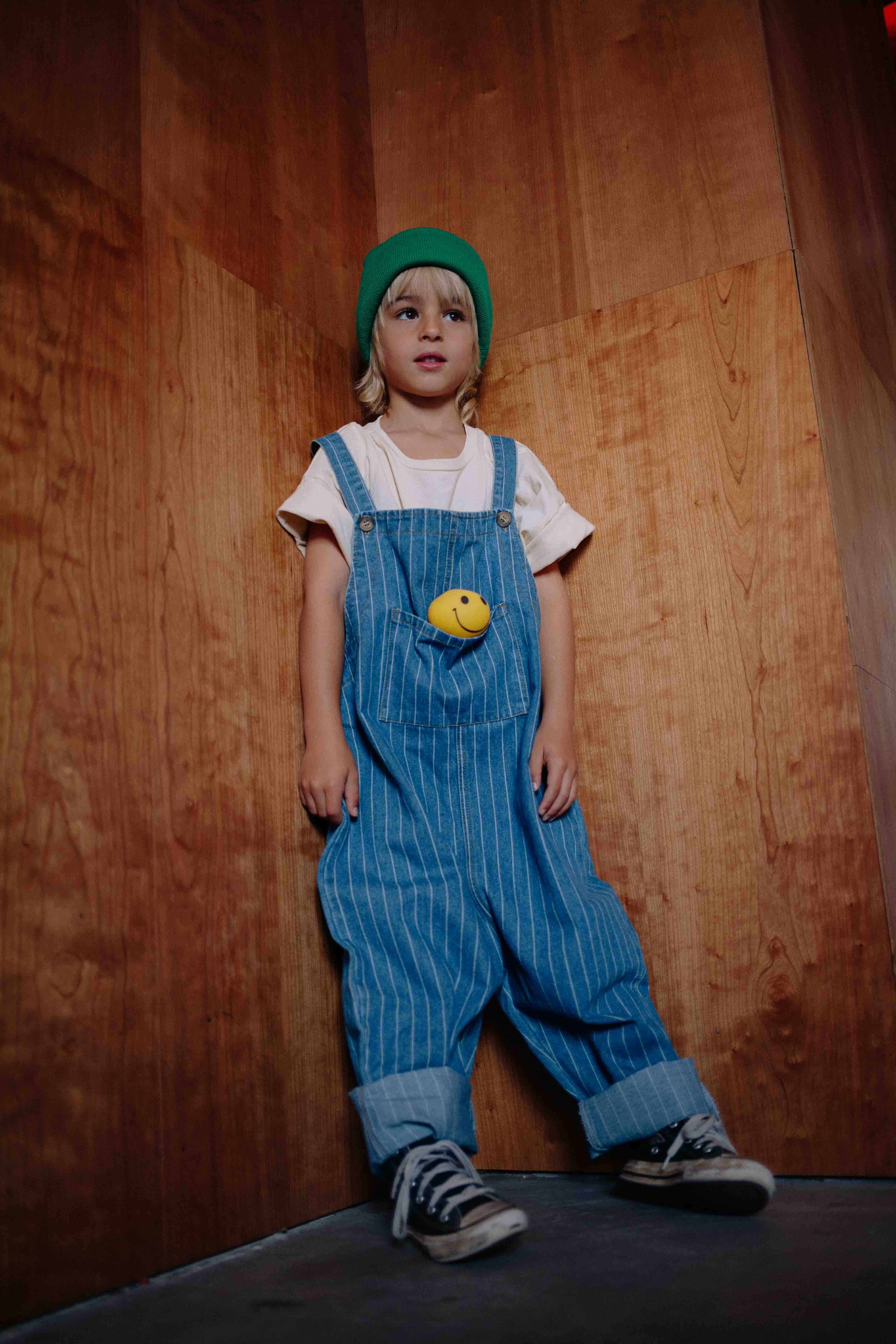STRIPED DENIM OVERALL