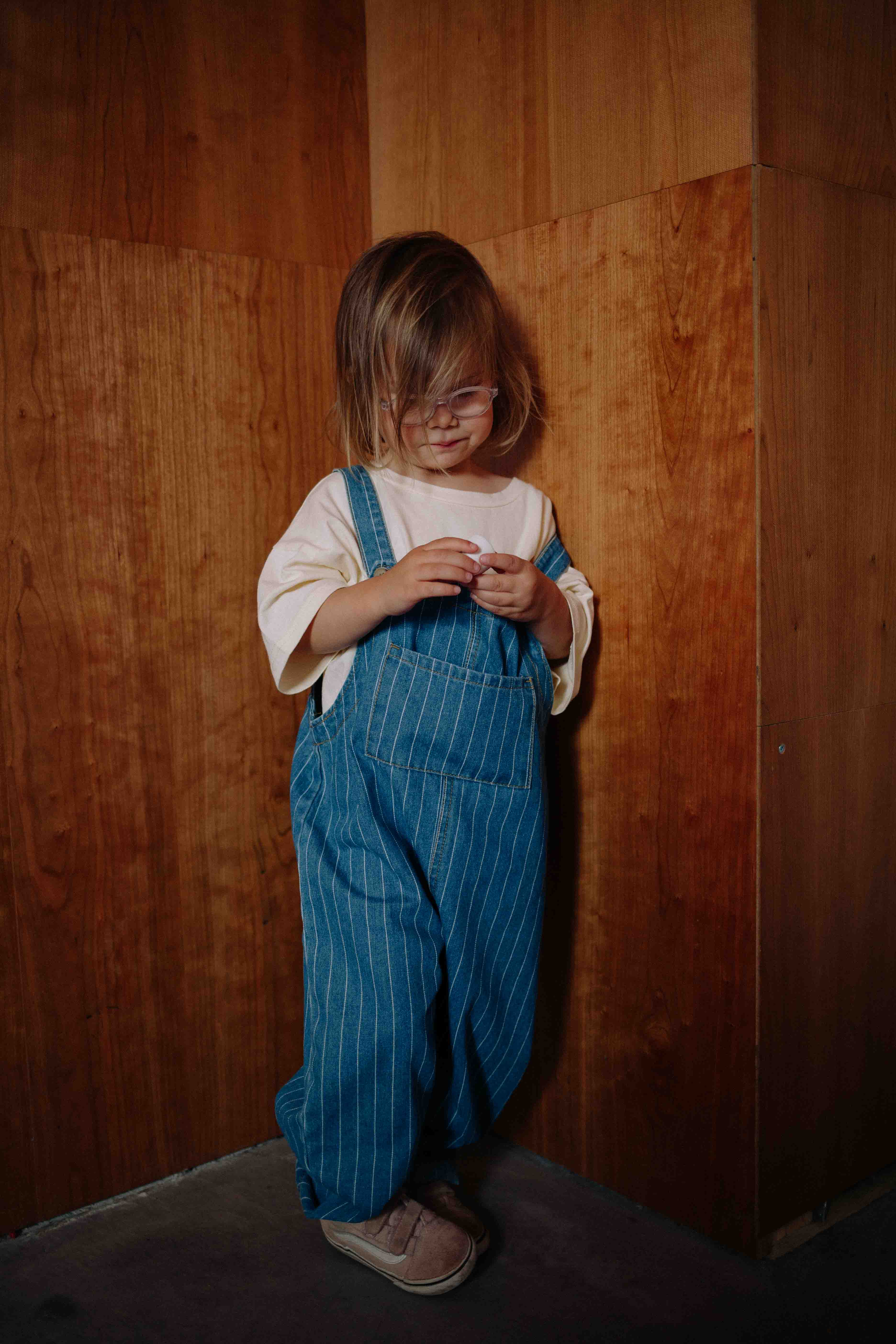 STRIPED DENIM OVERALL