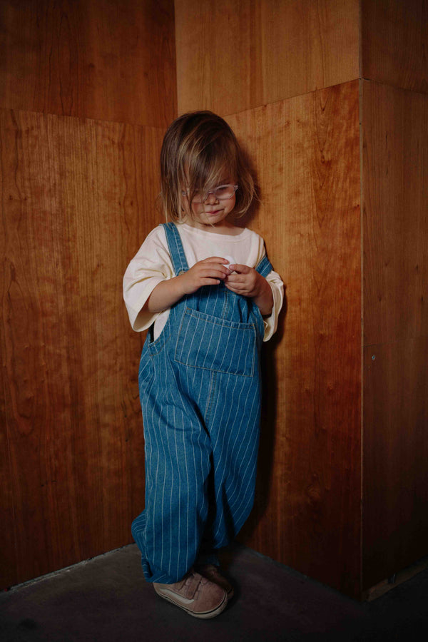 STRIPED DENIM OVERALL