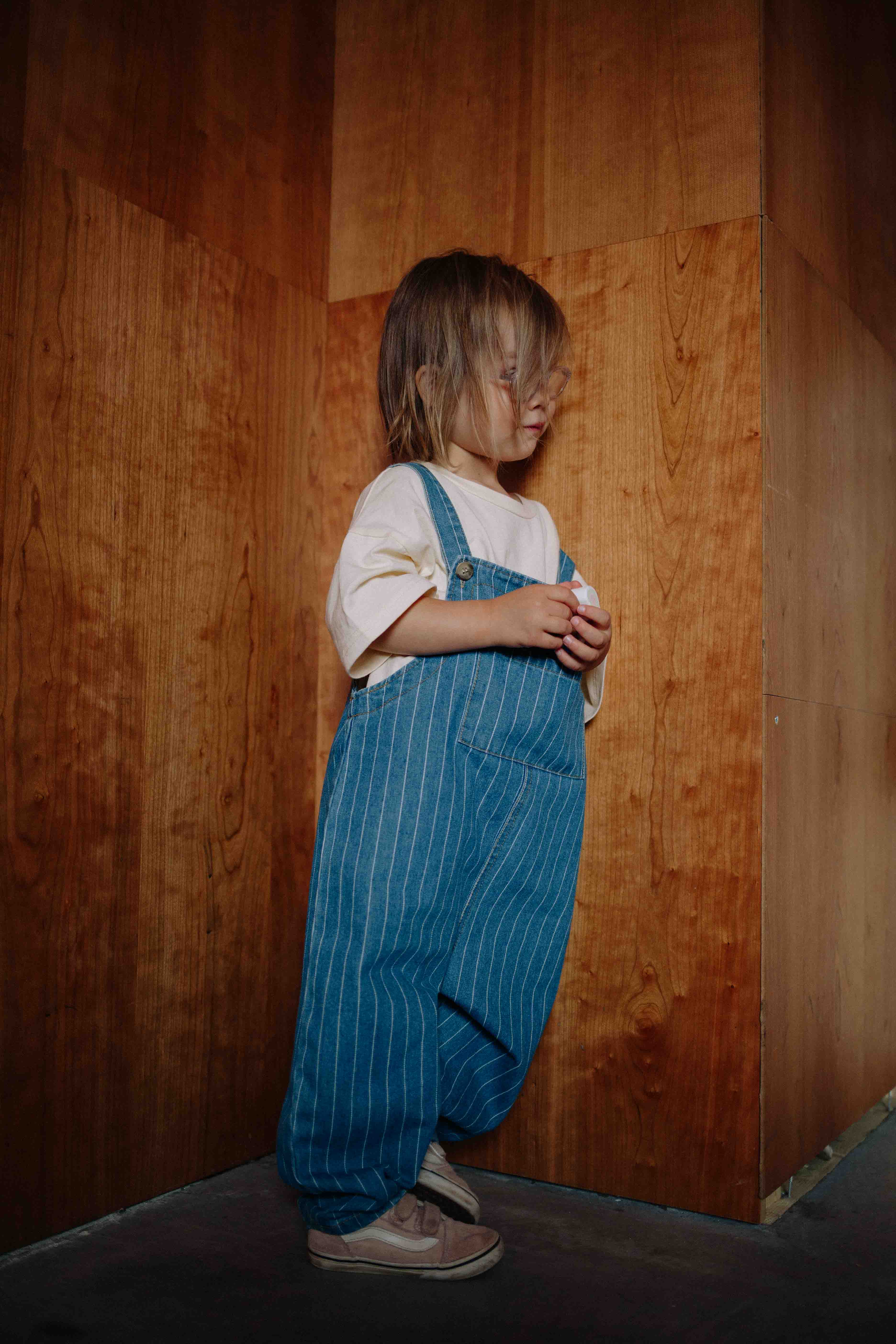 STRIPED DENIM OVERALL