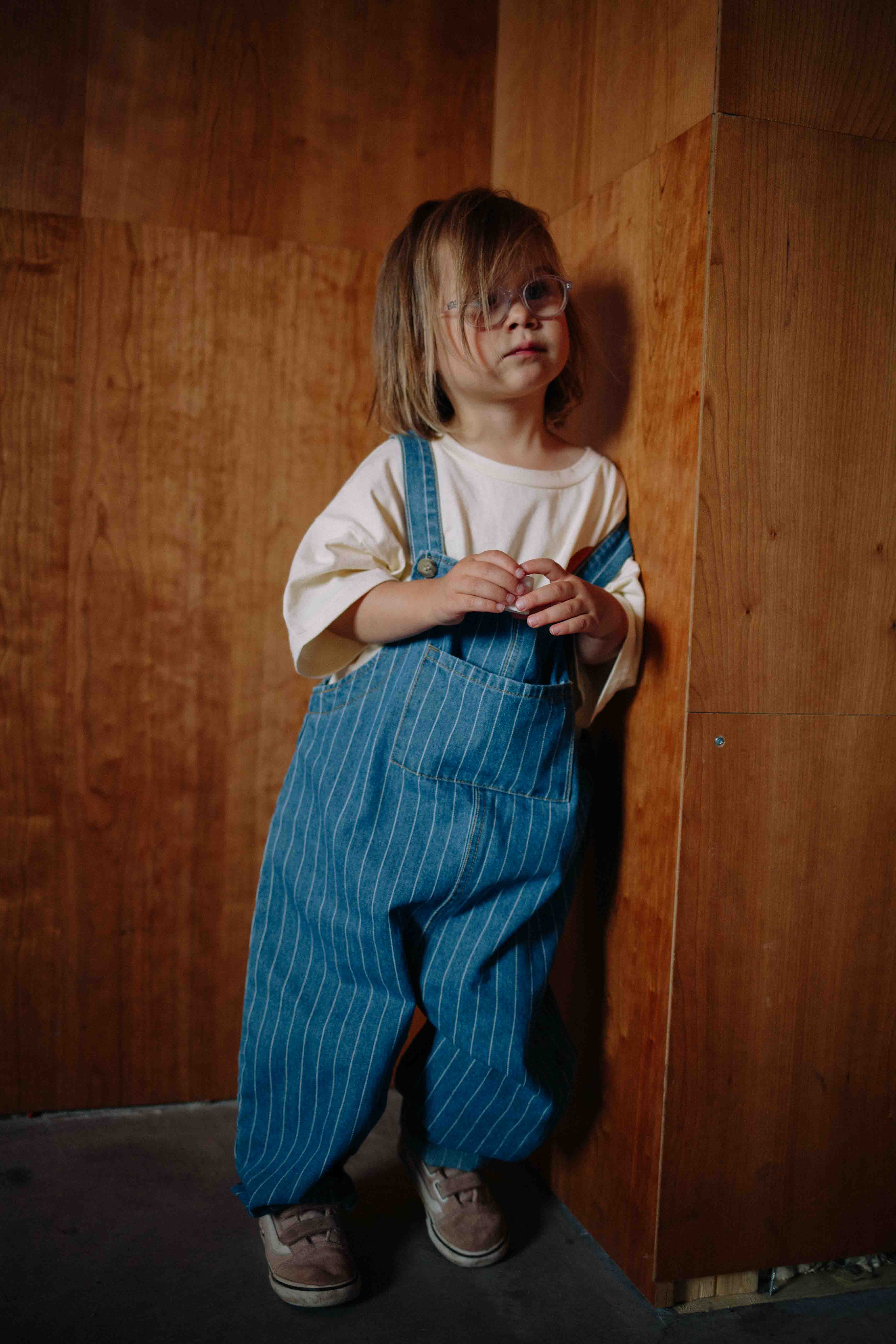 STRIPED DENIM OVERALL