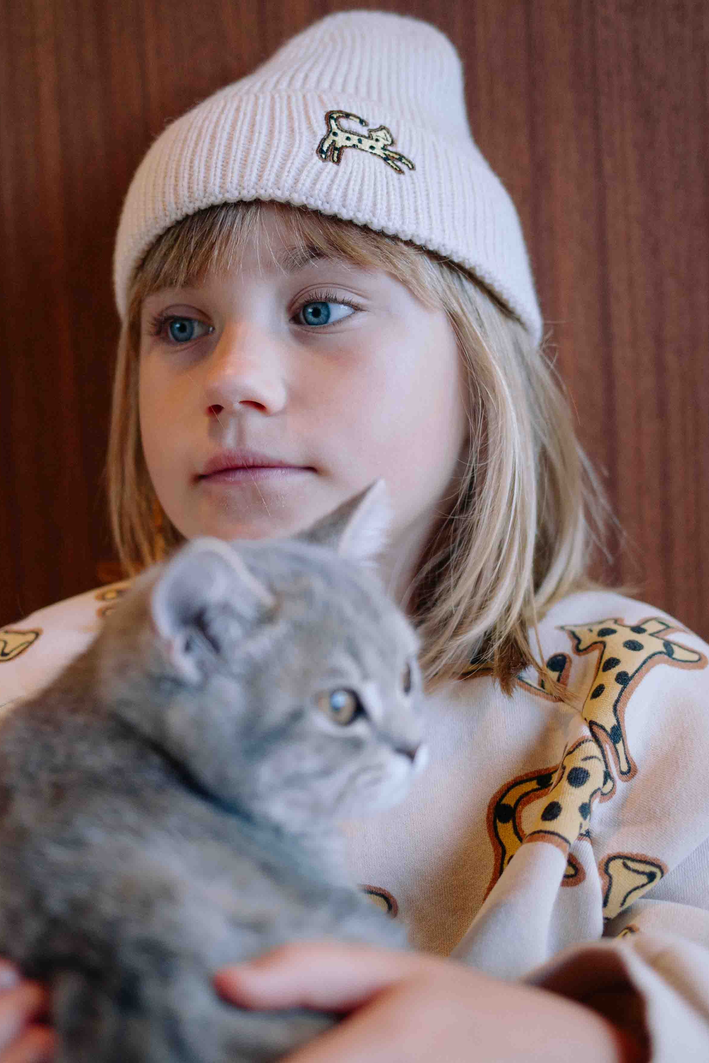 CREAM LEOPARD BEANIE