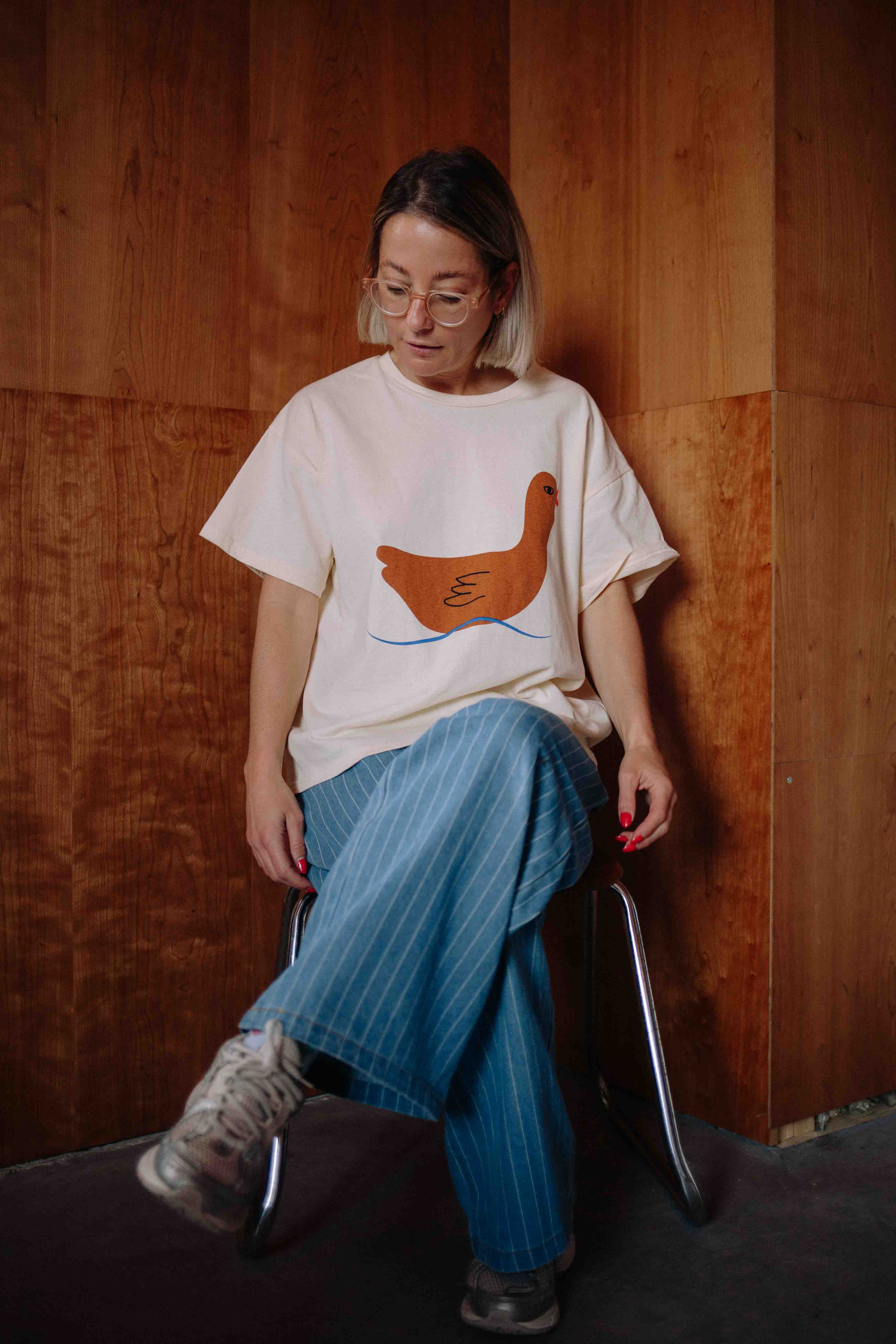 STRIPED DENIM JEANS WOMAN