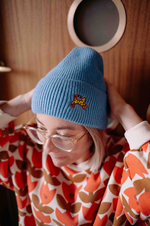BLUE LEOPARD BEANIE ADULT