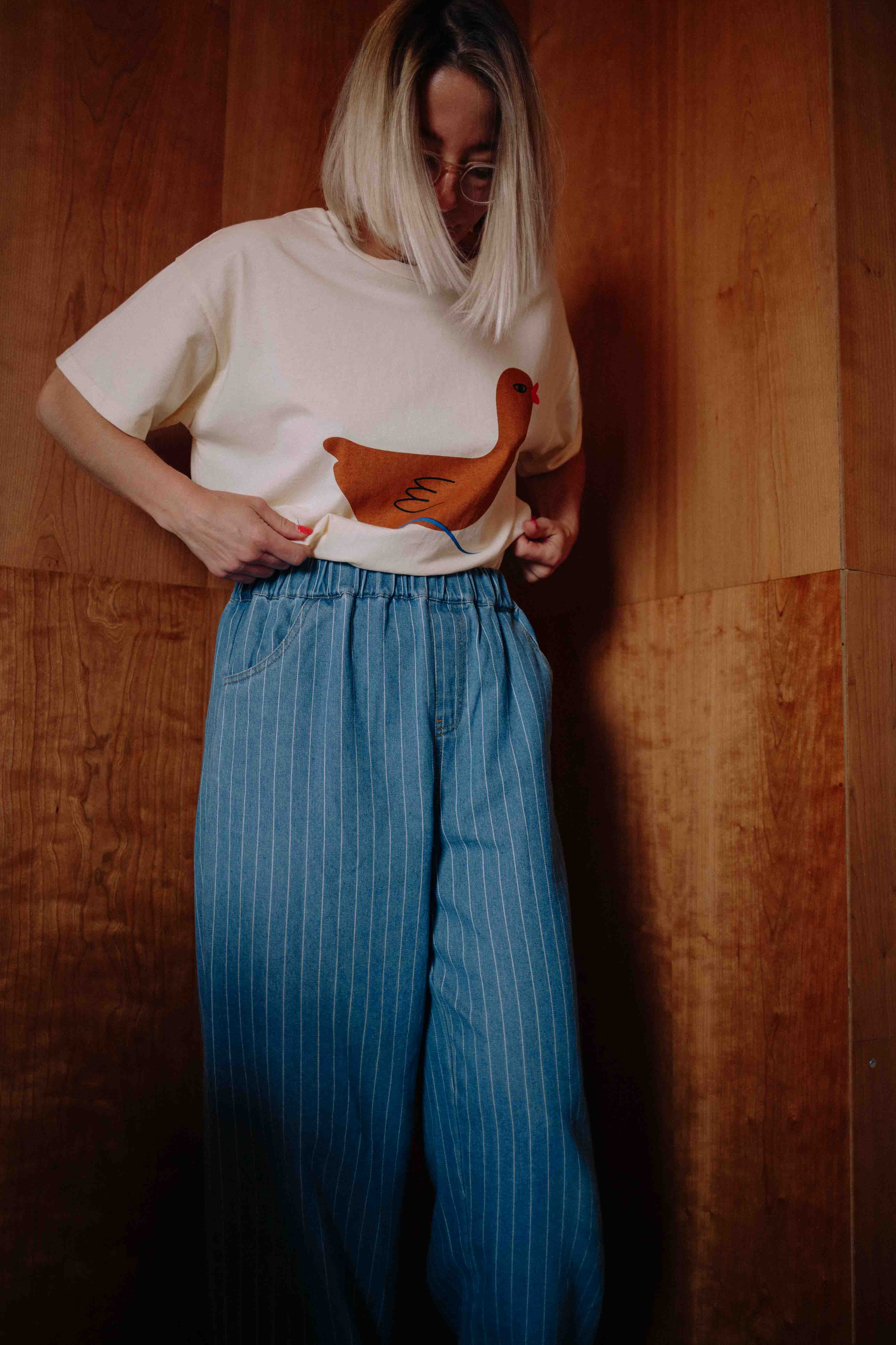 STRIPED DENIM JEANS WOMAN