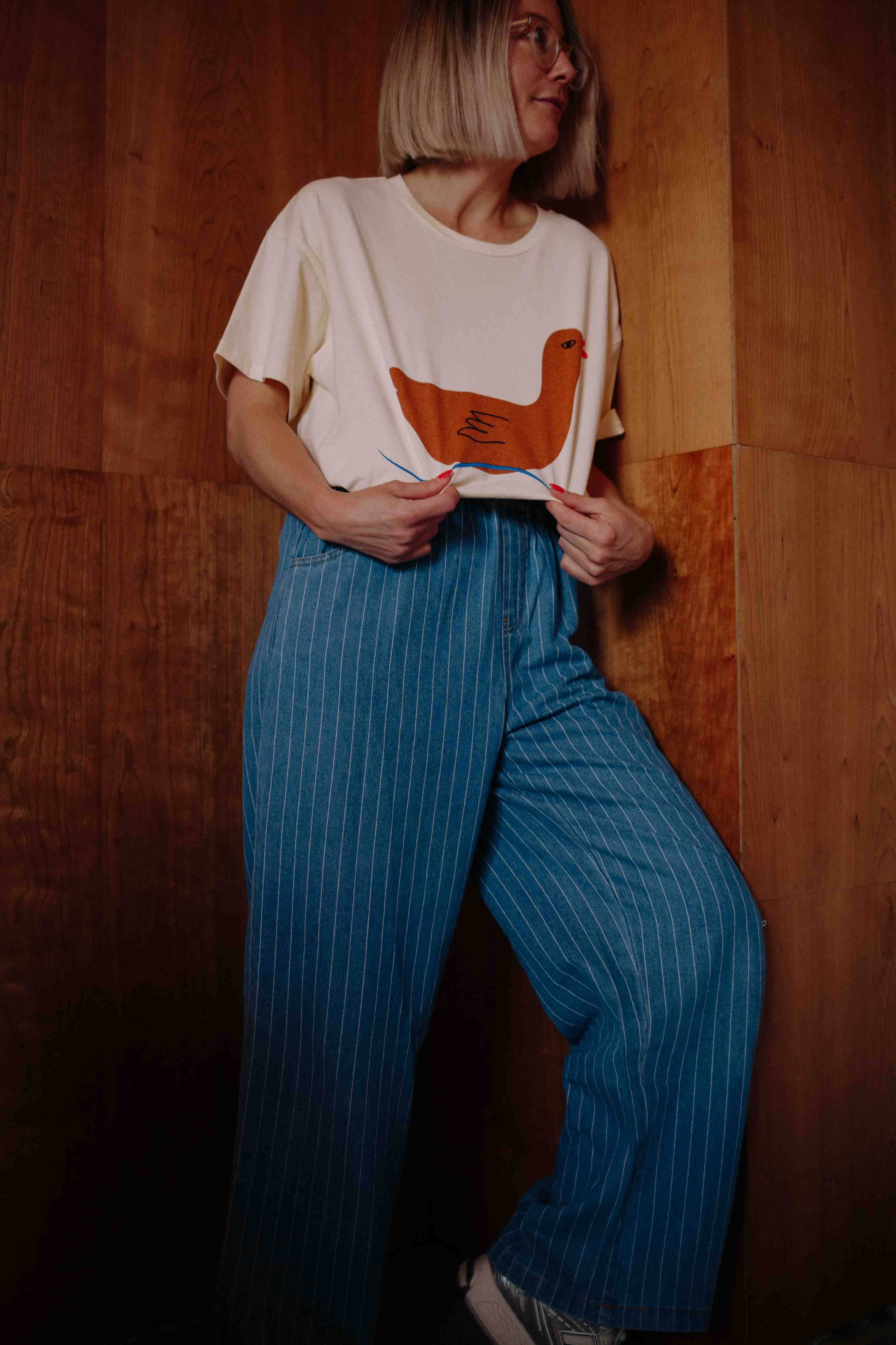 STRIPED DENIM JEANS WOMAN