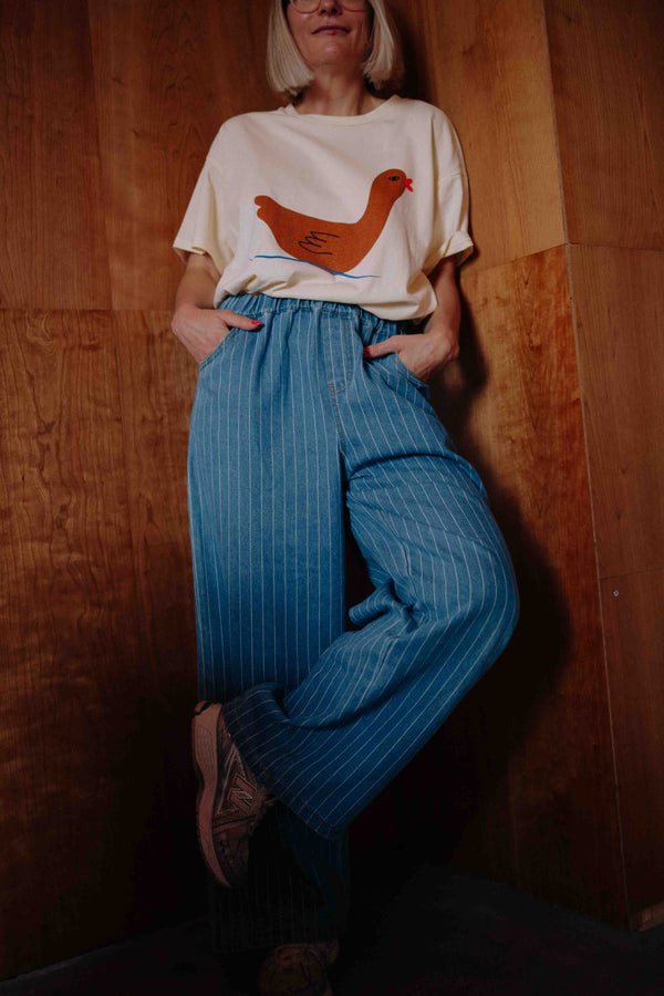 STRIPED DENIM JEANS WOMAN