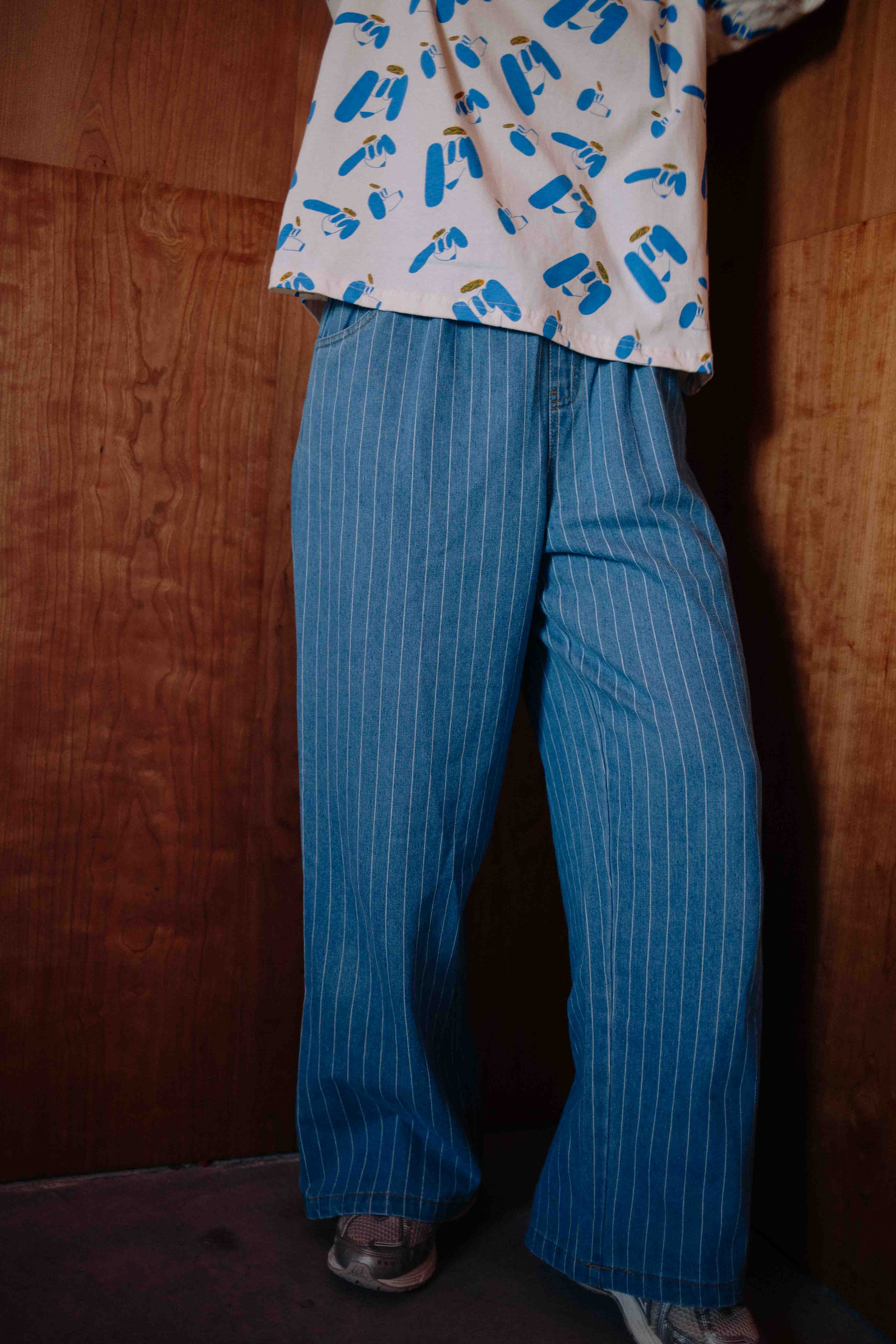 STRIPED DENIM JEANS WOMAN